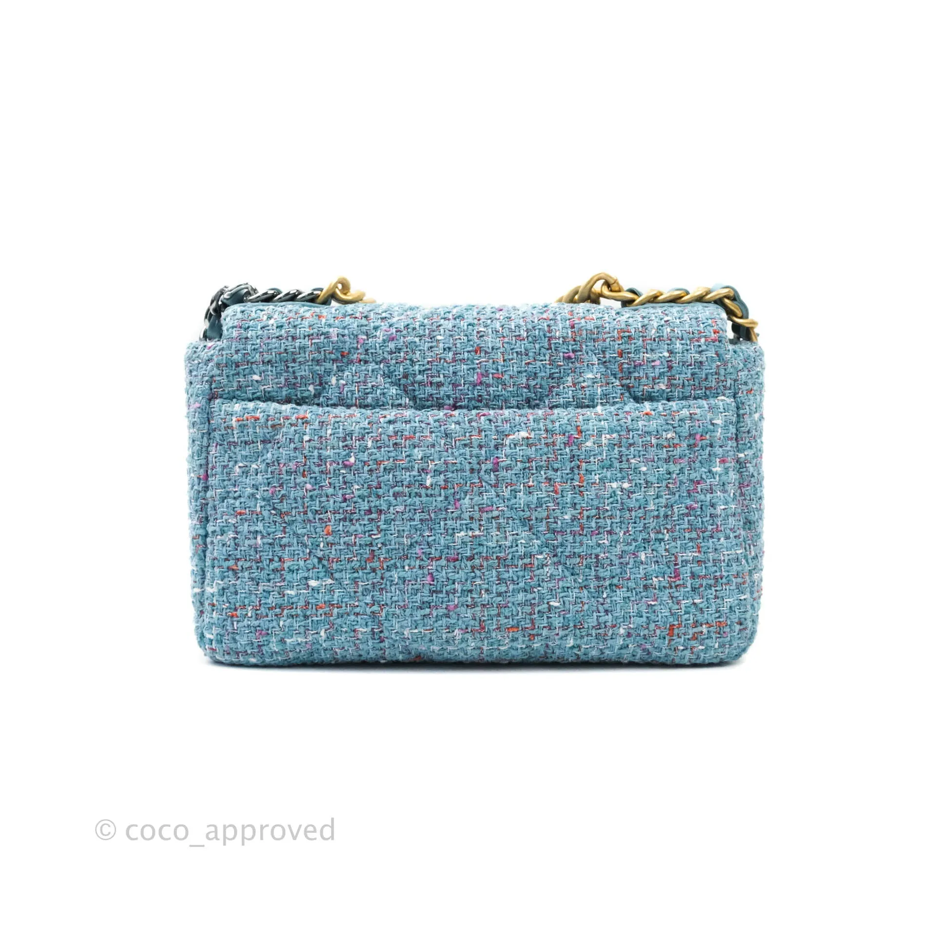 Chanel 19 Small Tweed Blue Mixed Hardware