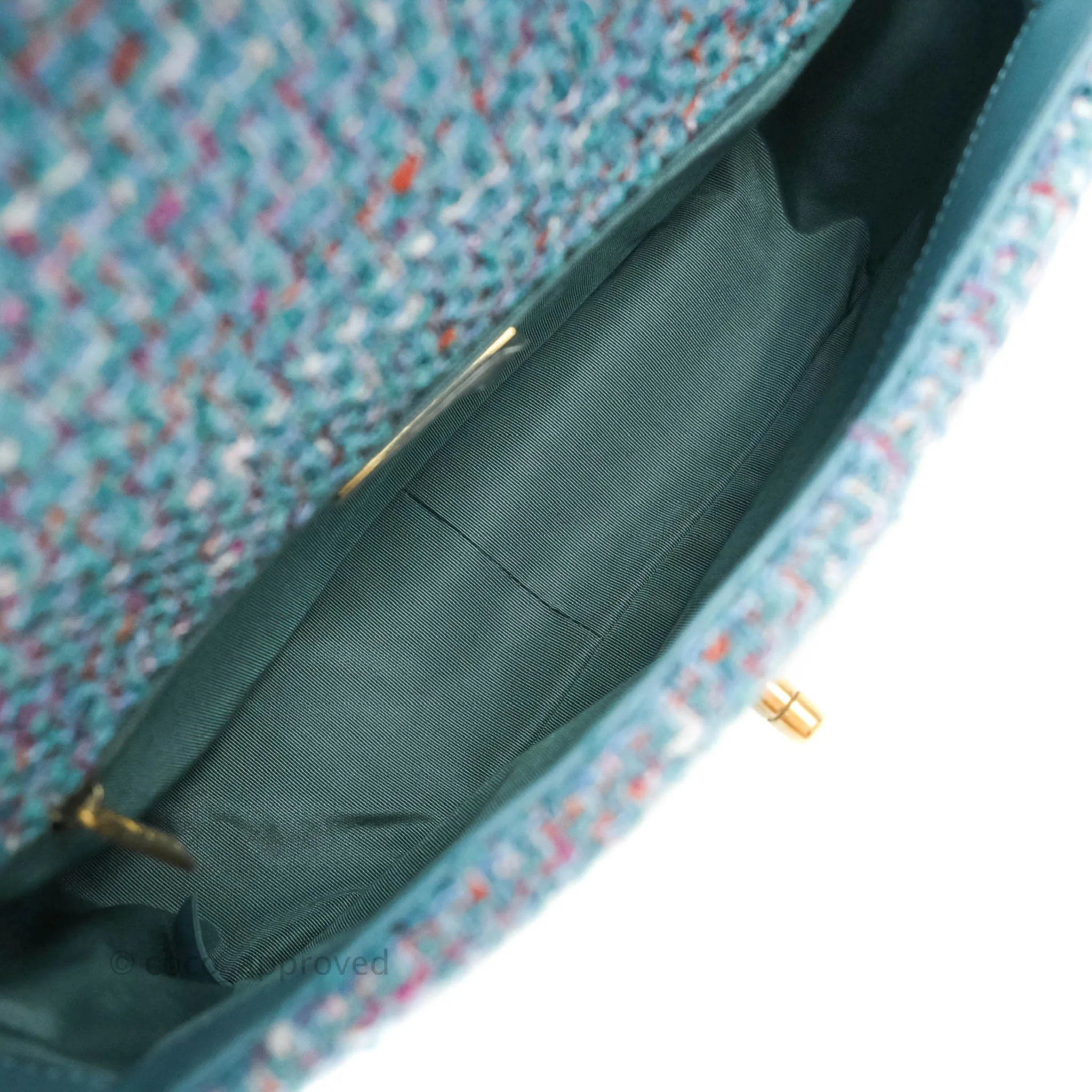 Chanel 19 Small Tweed Blue Mixed Hardware