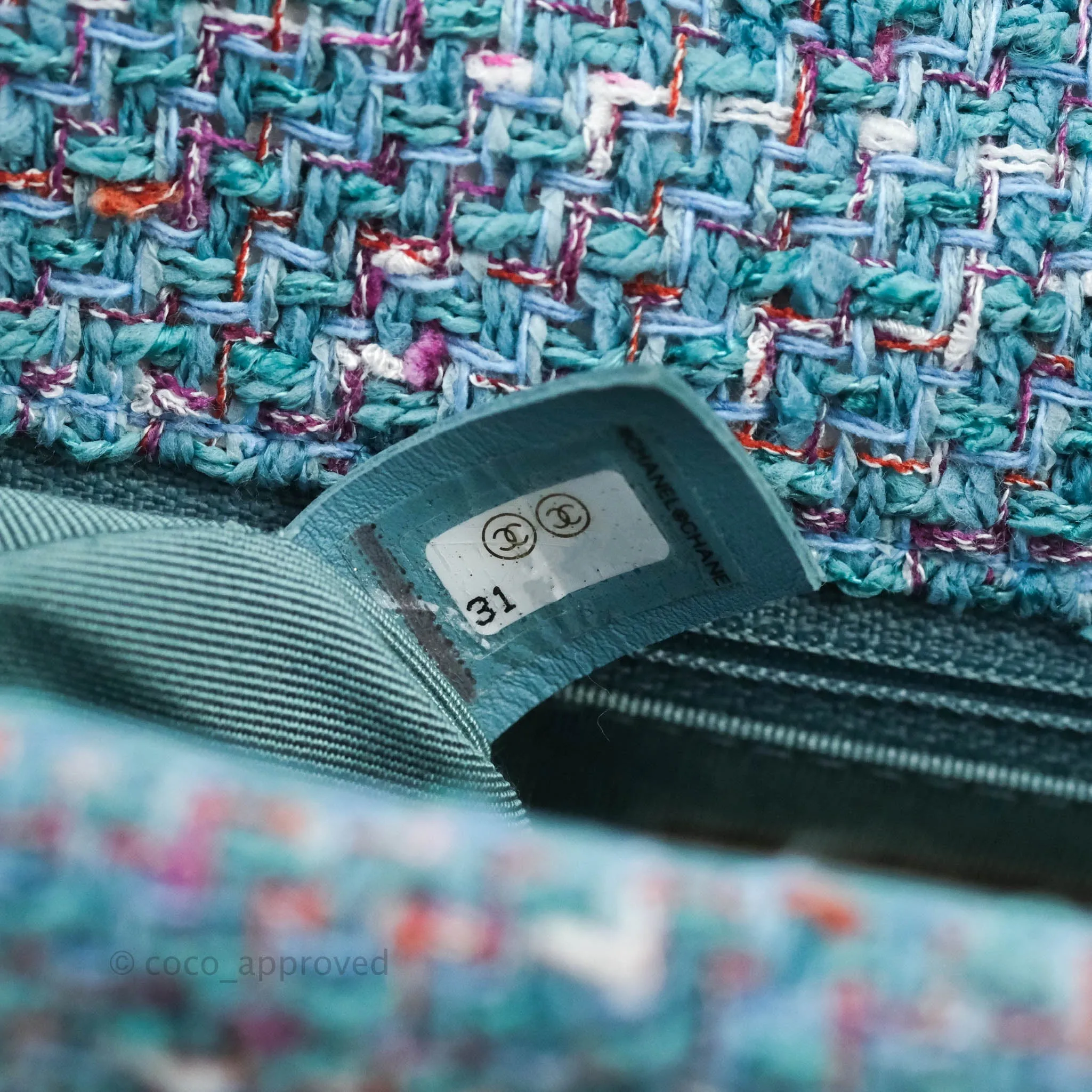 Chanel 19 Small Tweed Blue Mixed Hardware