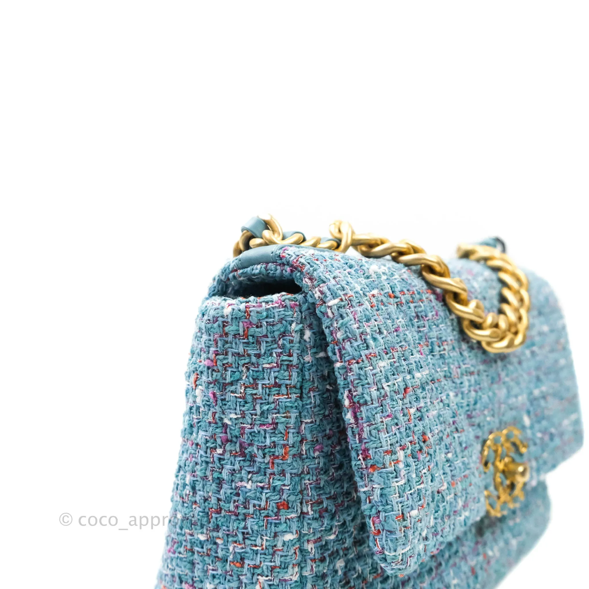 Chanel 19 Small Tweed Blue Mixed Hardware