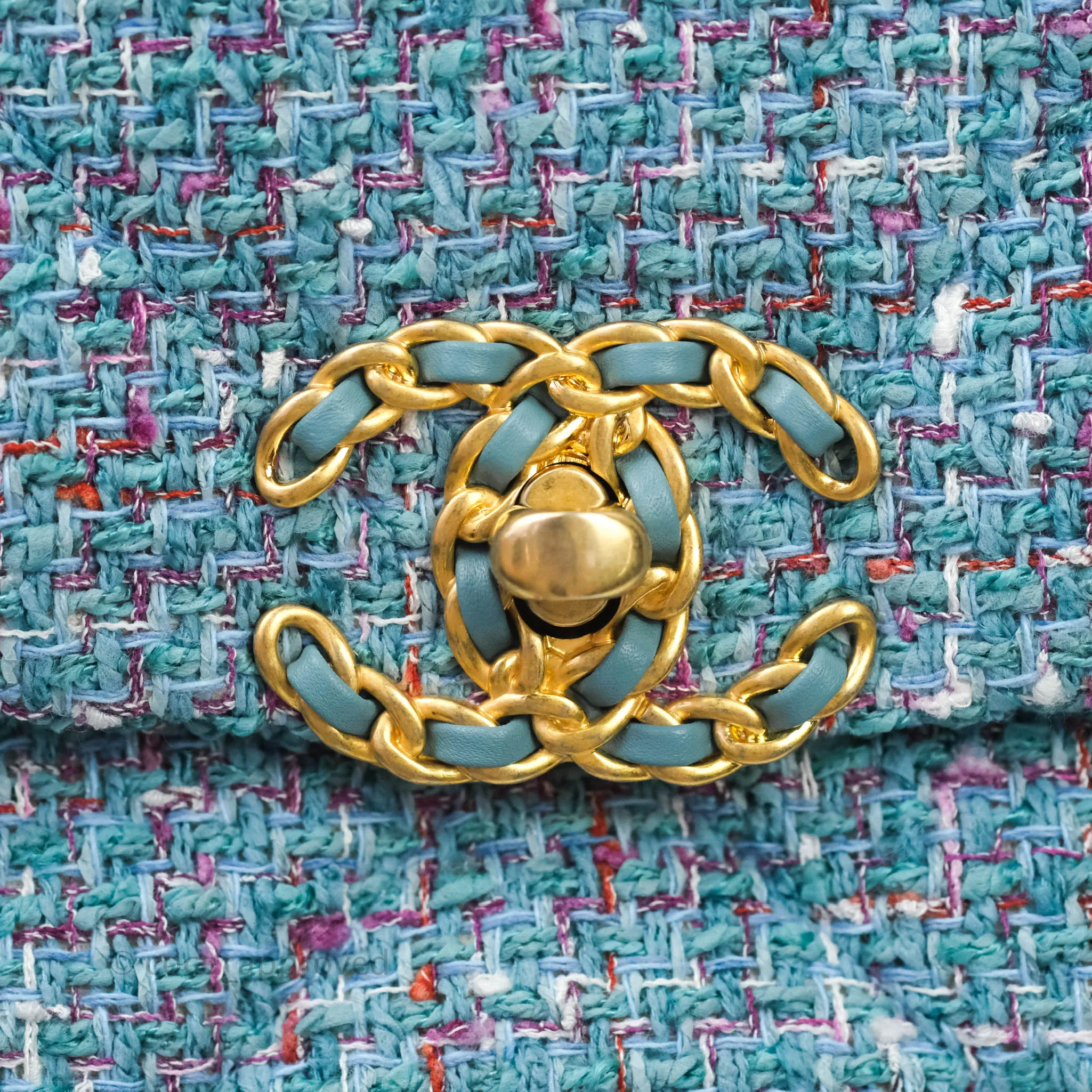 Chanel 19 Small Tweed Blue Mixed Hardware