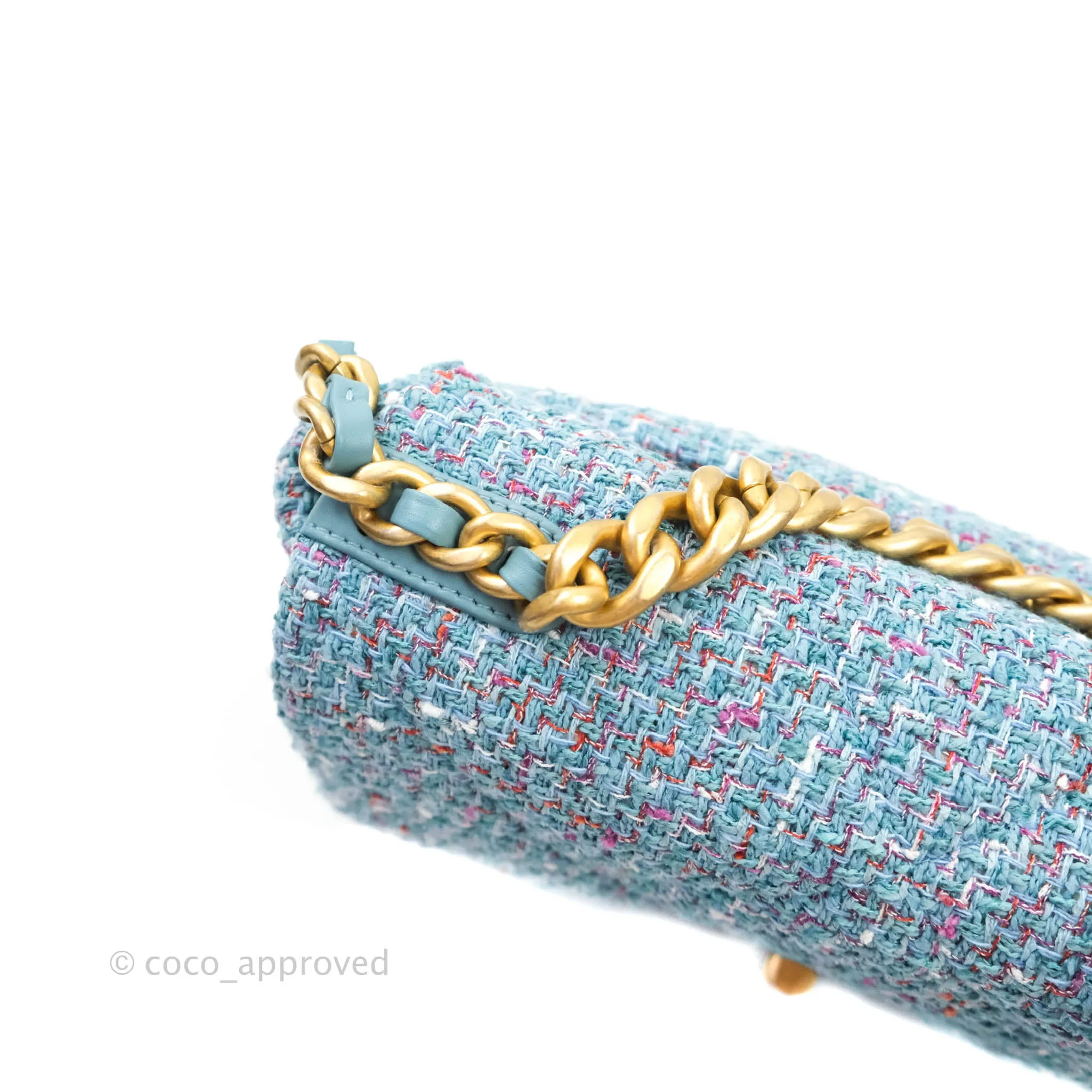 Chanel 19 Small Tweed Blue Mixed Hardware