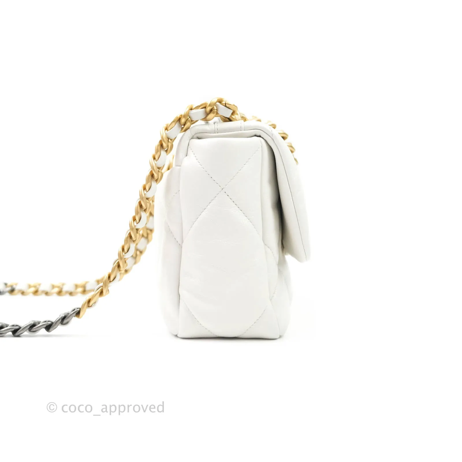 Chanel 19 Small White Mixed Hardware
