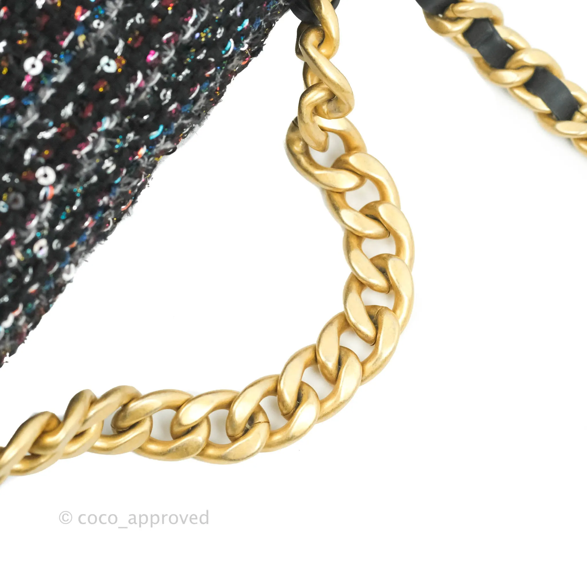 Chanel 19 Tweed Sequin Quilted Flap Black Multicolor