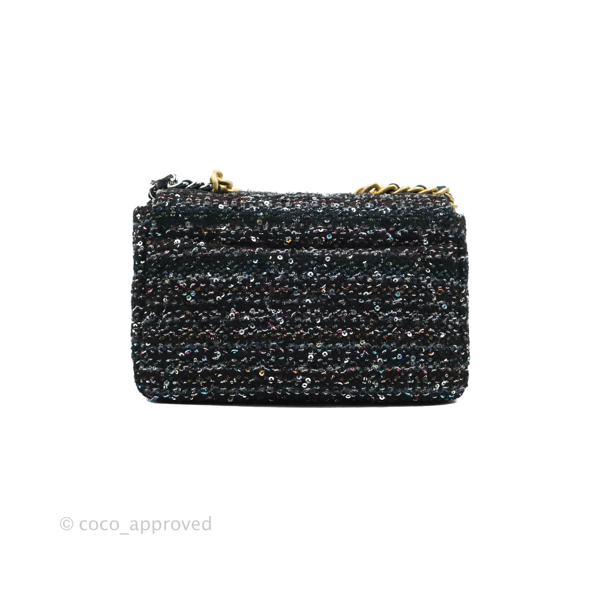 Chanel 19 Tweed Sequin Quilted Flap Black Multicolor