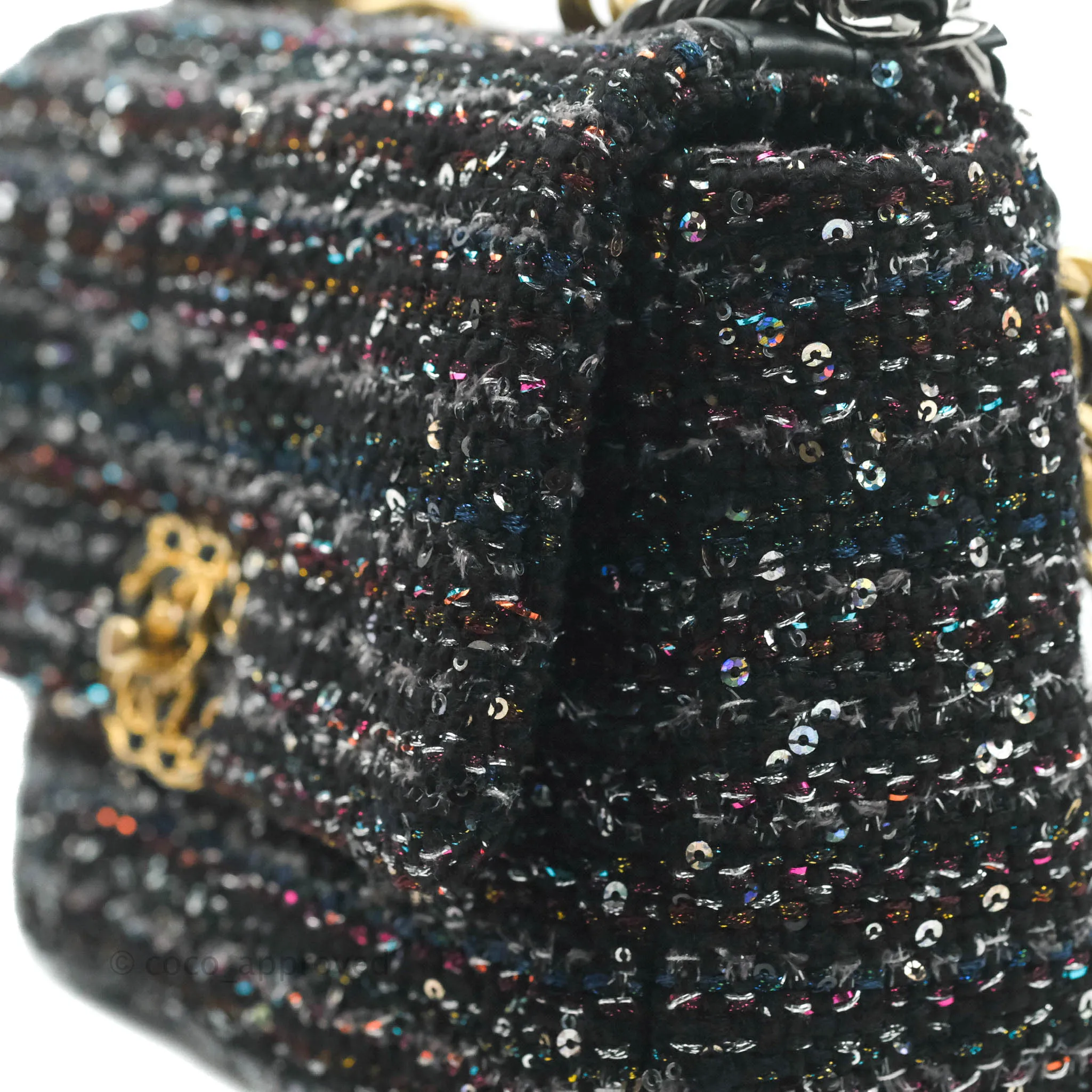 Chanel 19 Tweed Sequin Quilted Flap Black Multicolor