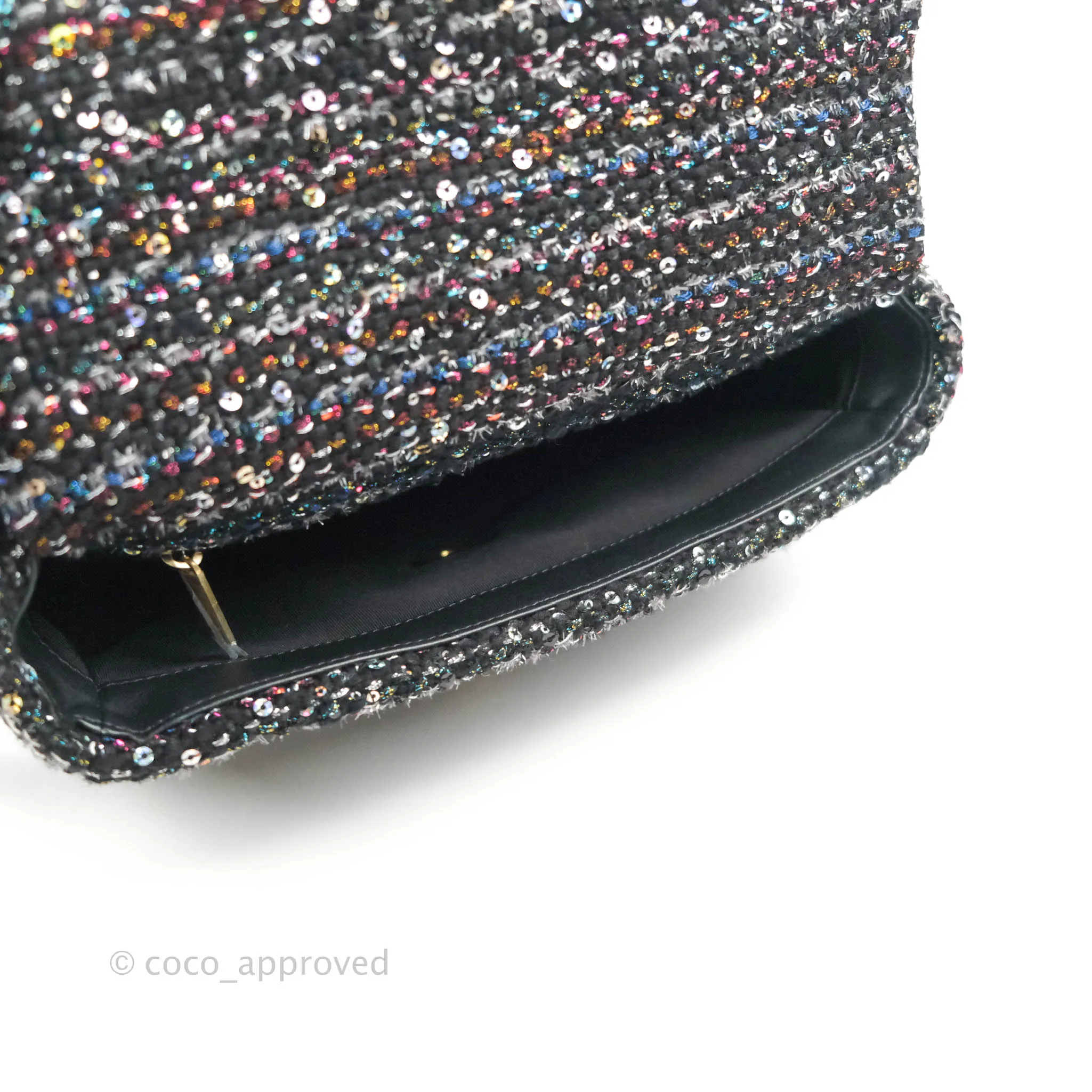 Chanel 19 Tweed Sequin Quilted Flap Black Multicolor