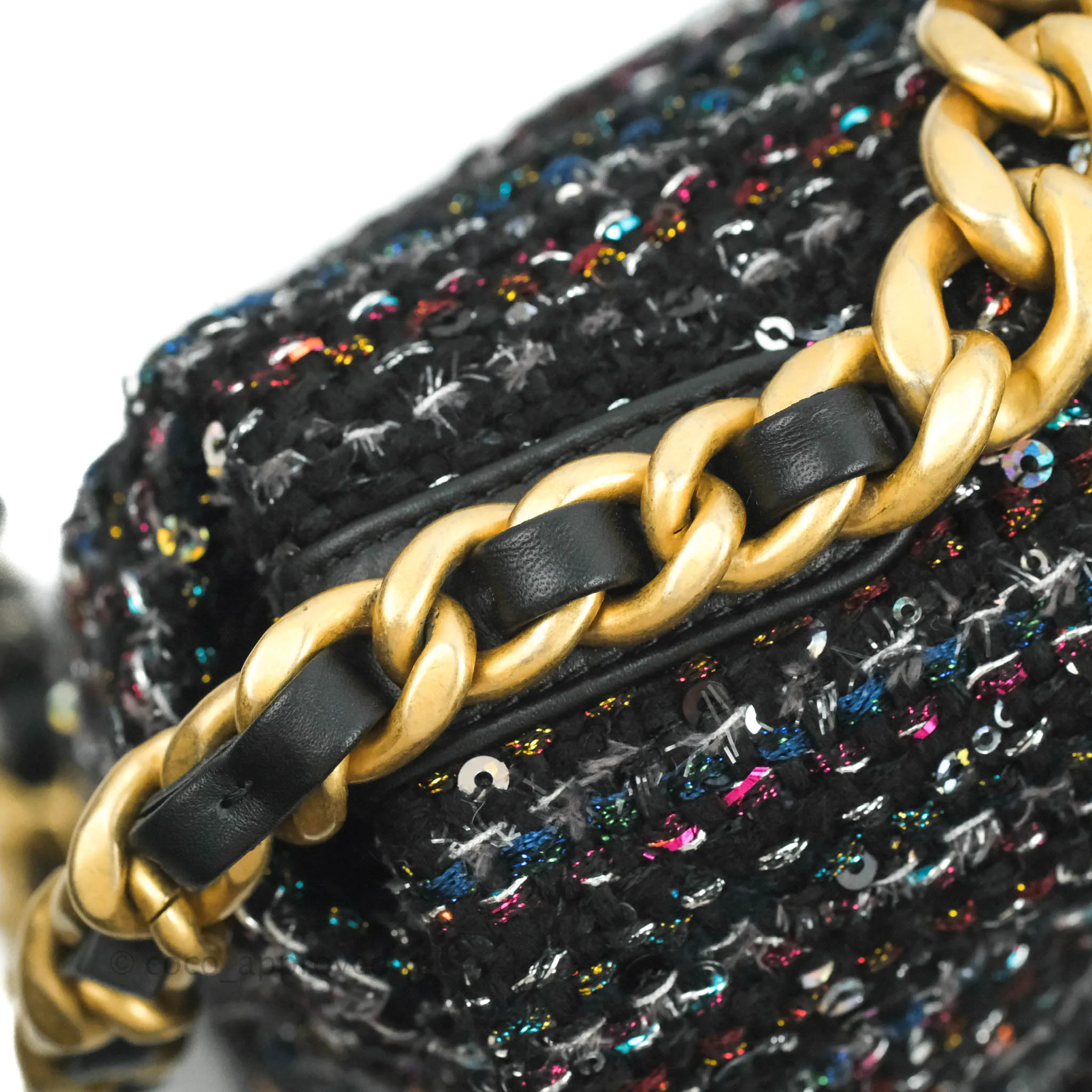 Chanel 19 Tweed Sequin Quilted Flap Black Multicolor
