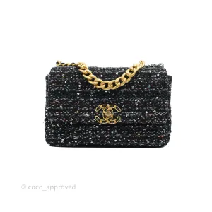 Chanel 19 Tweed Sequin Quilted Flap Black Multicolor