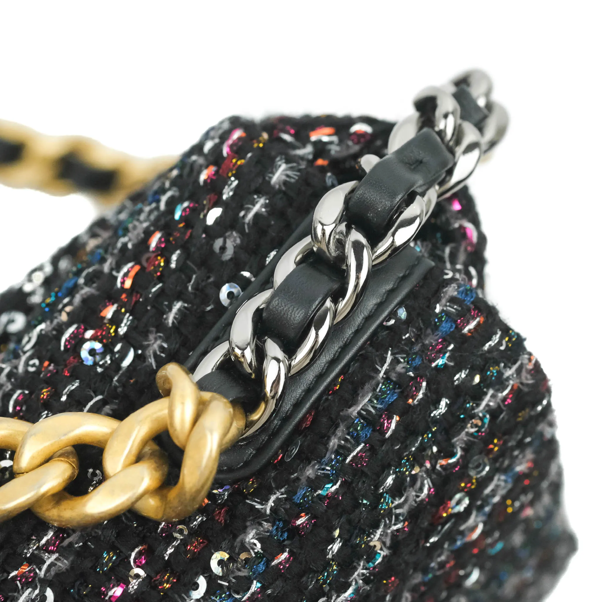Chanel 19 Tweed Sequin Quilted Flap Black Multicolor