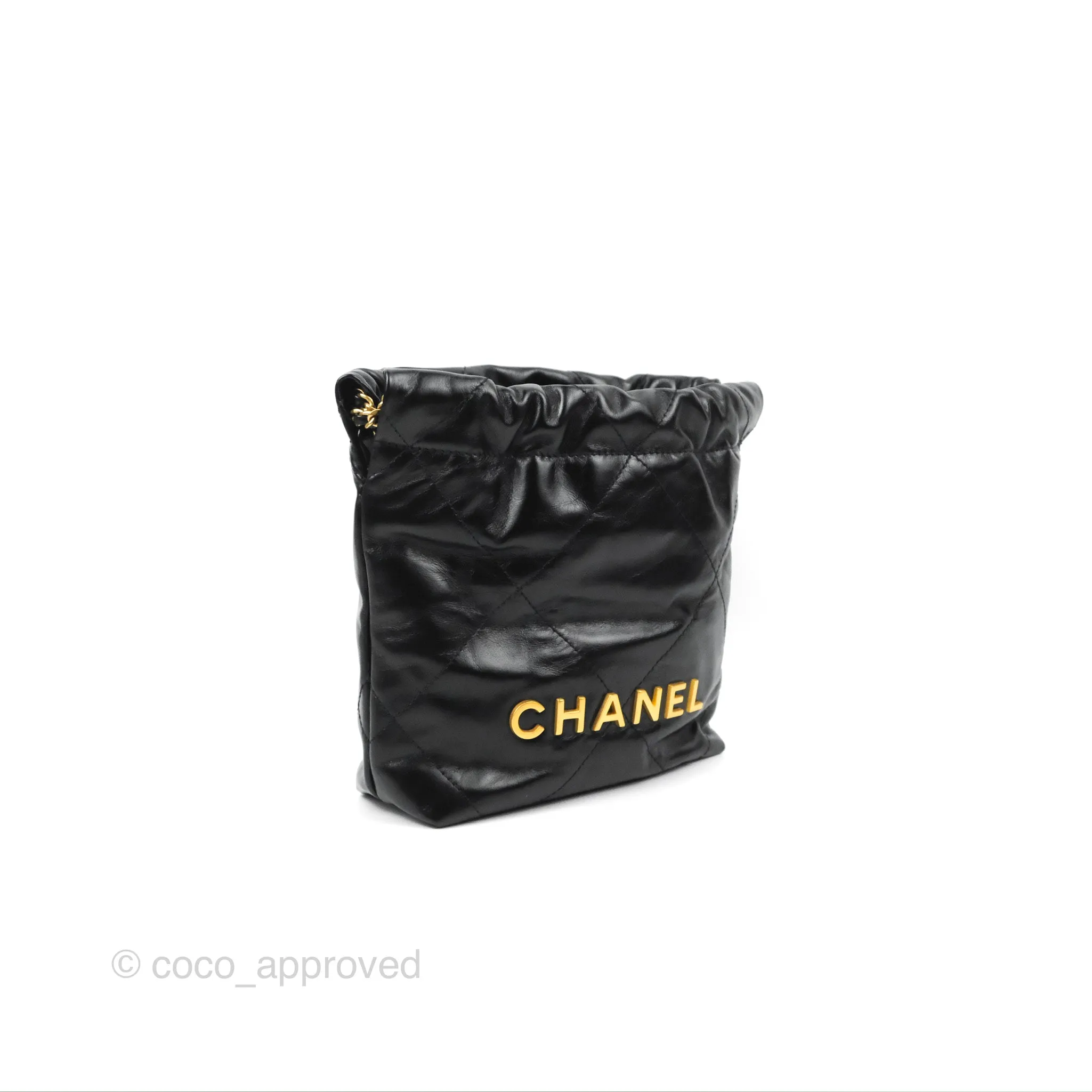 Chanel 22 Mini Bag Black Crumpled Calfskin