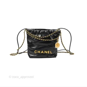 Chanel 22 Mini Bag Black Crumpled Calfskin
