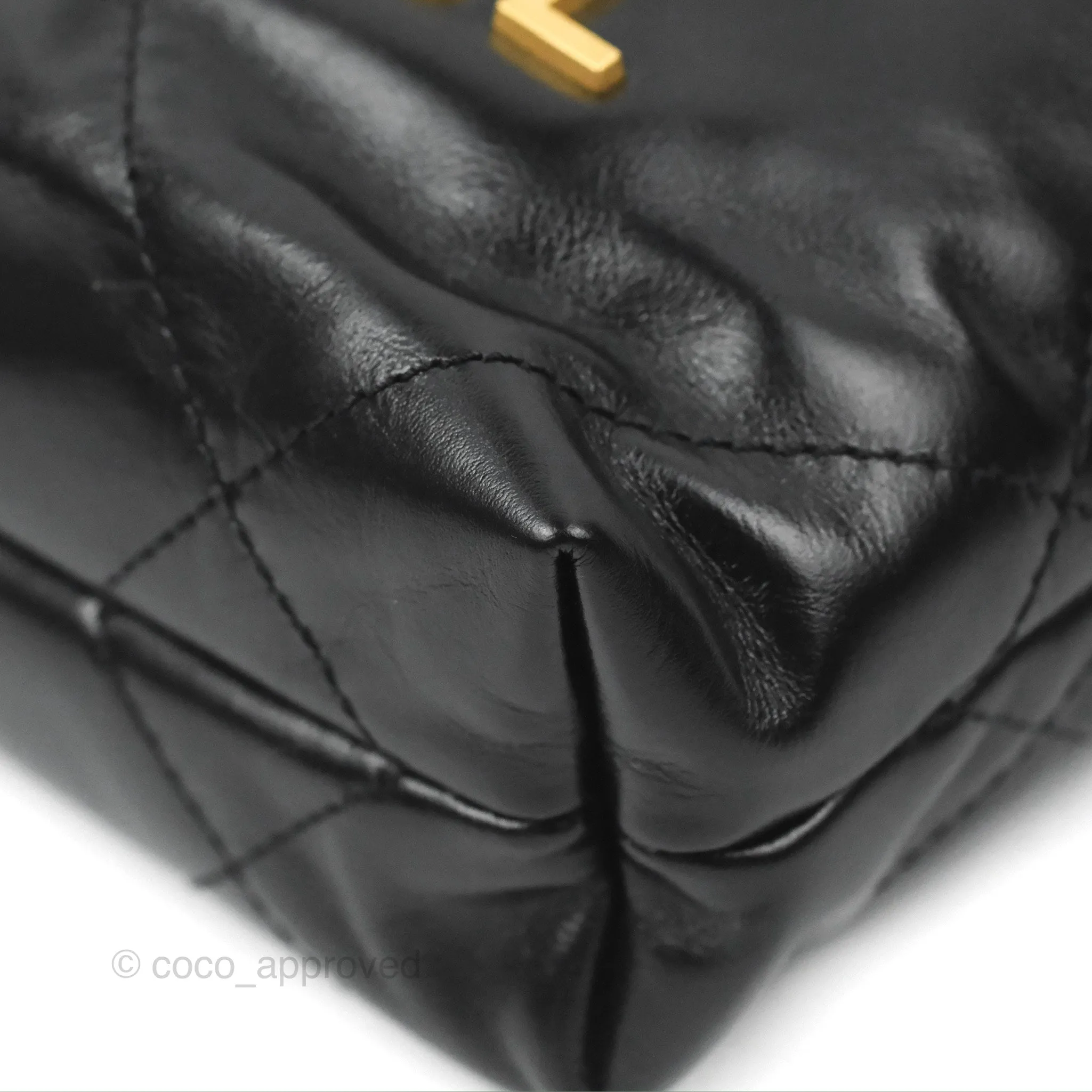 Chanel 22 Mini Bag Black Crumpled Calfskin