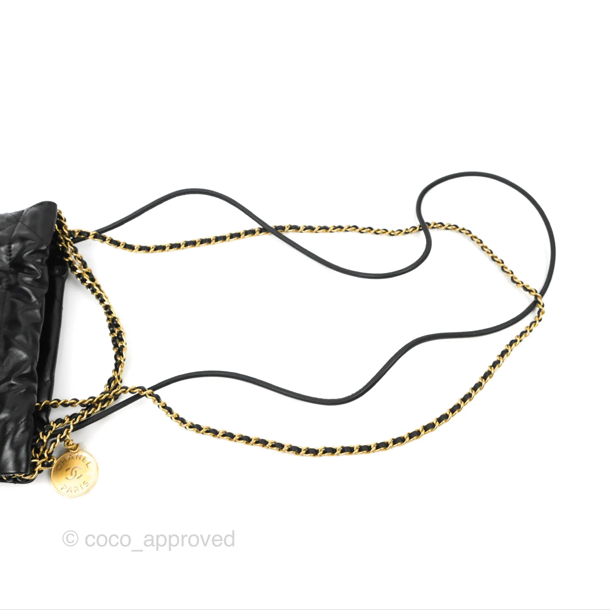 Chanel 22 Mini Bag Black Crumpled Calfskin