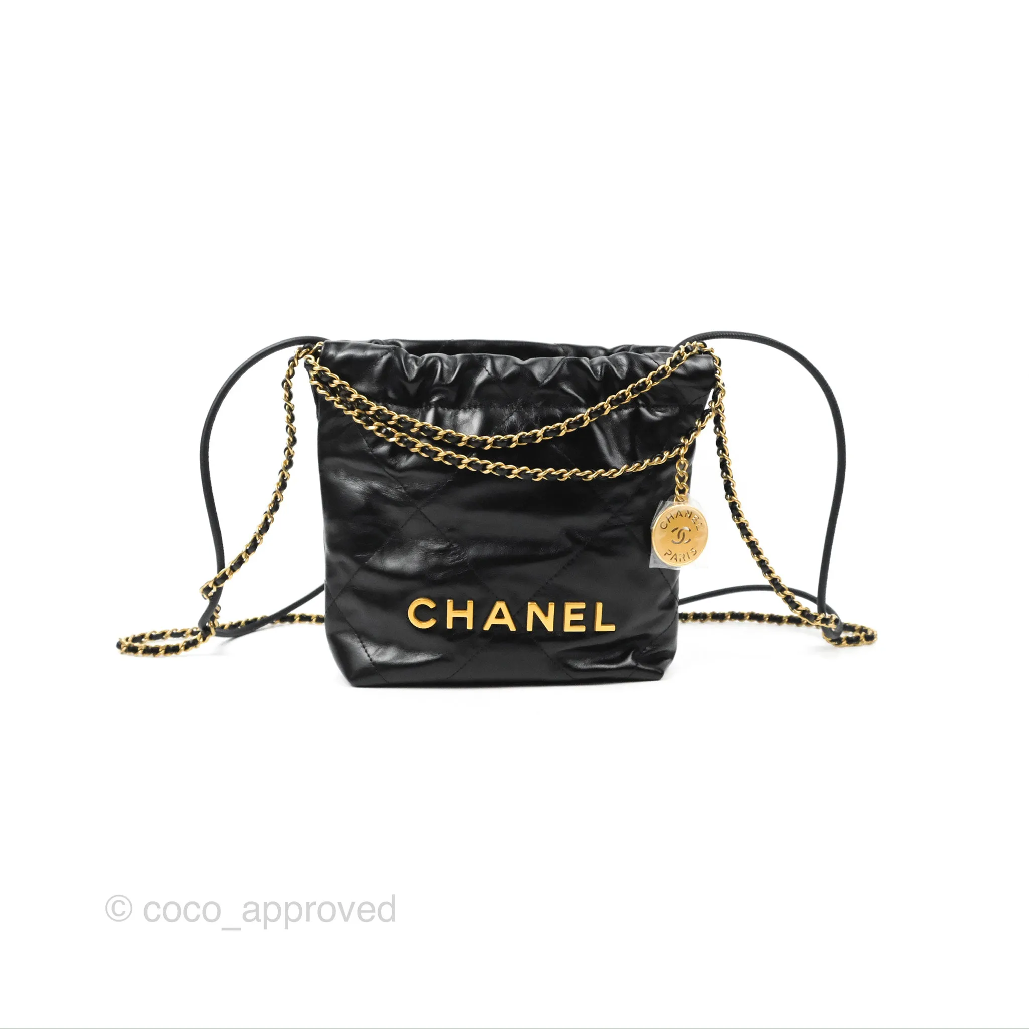 Chanel 22 Mini Bag Black Crumpled Calfskin