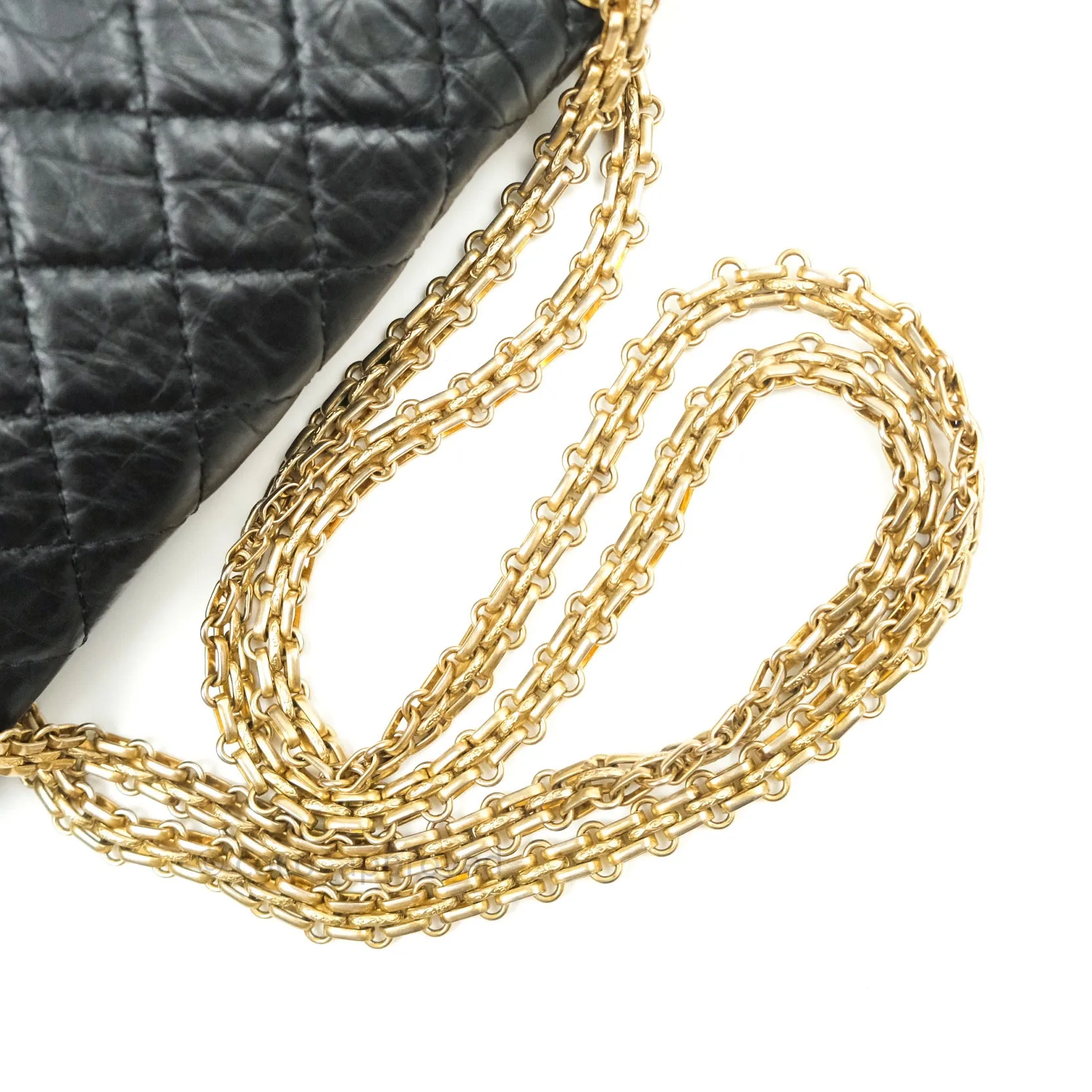 Chanel 2.55 Reissue Aged Calfskin 225 Flap Black Gold Hardware