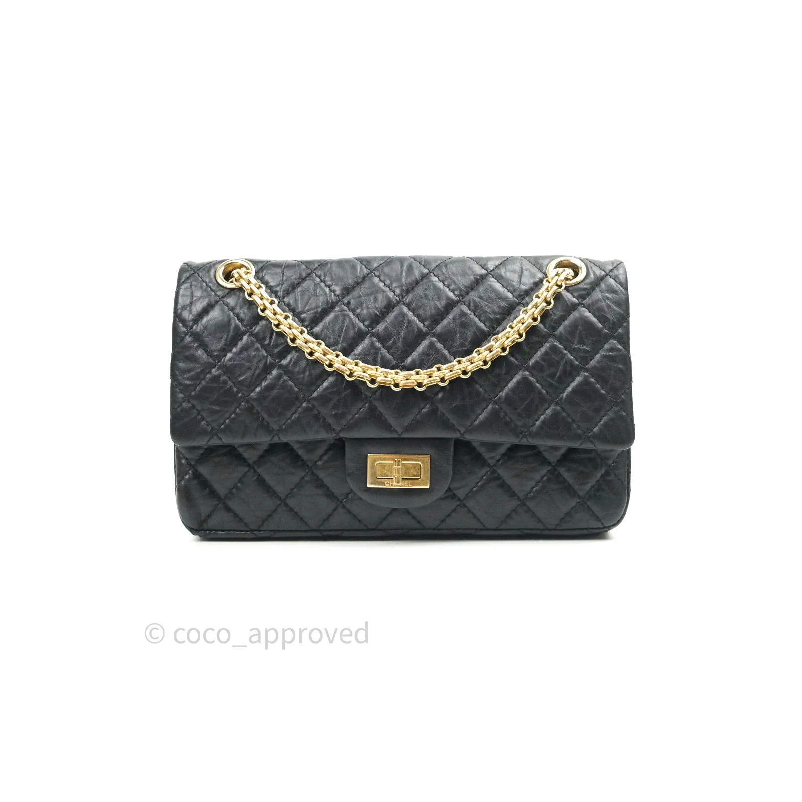 Chanel 2.55 Reissue Aged Calfskin 225 Flap Black Gold Hardware