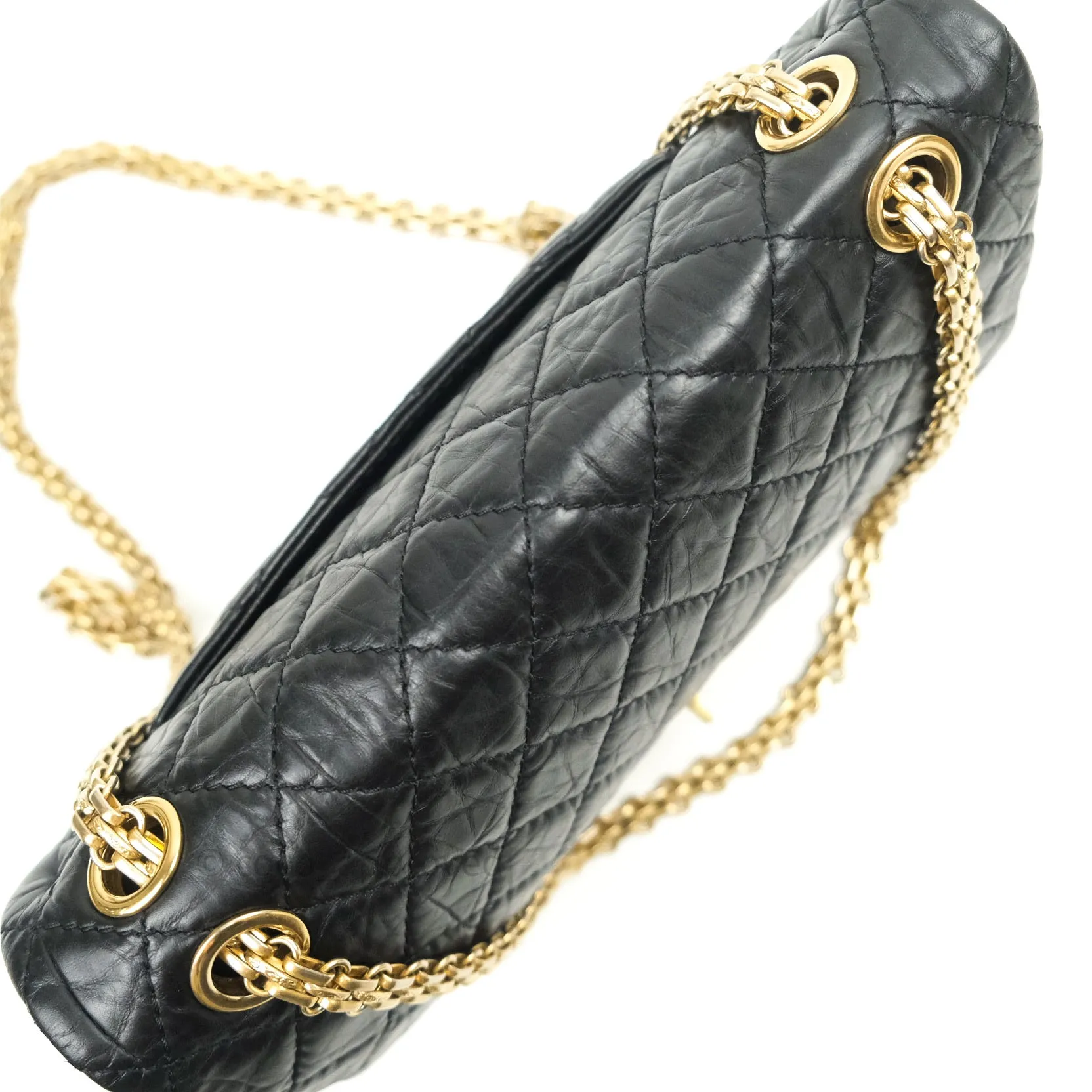 Chanel 2.55 Reissue Aged Calfskin 225 Flap Black Gold Hardware