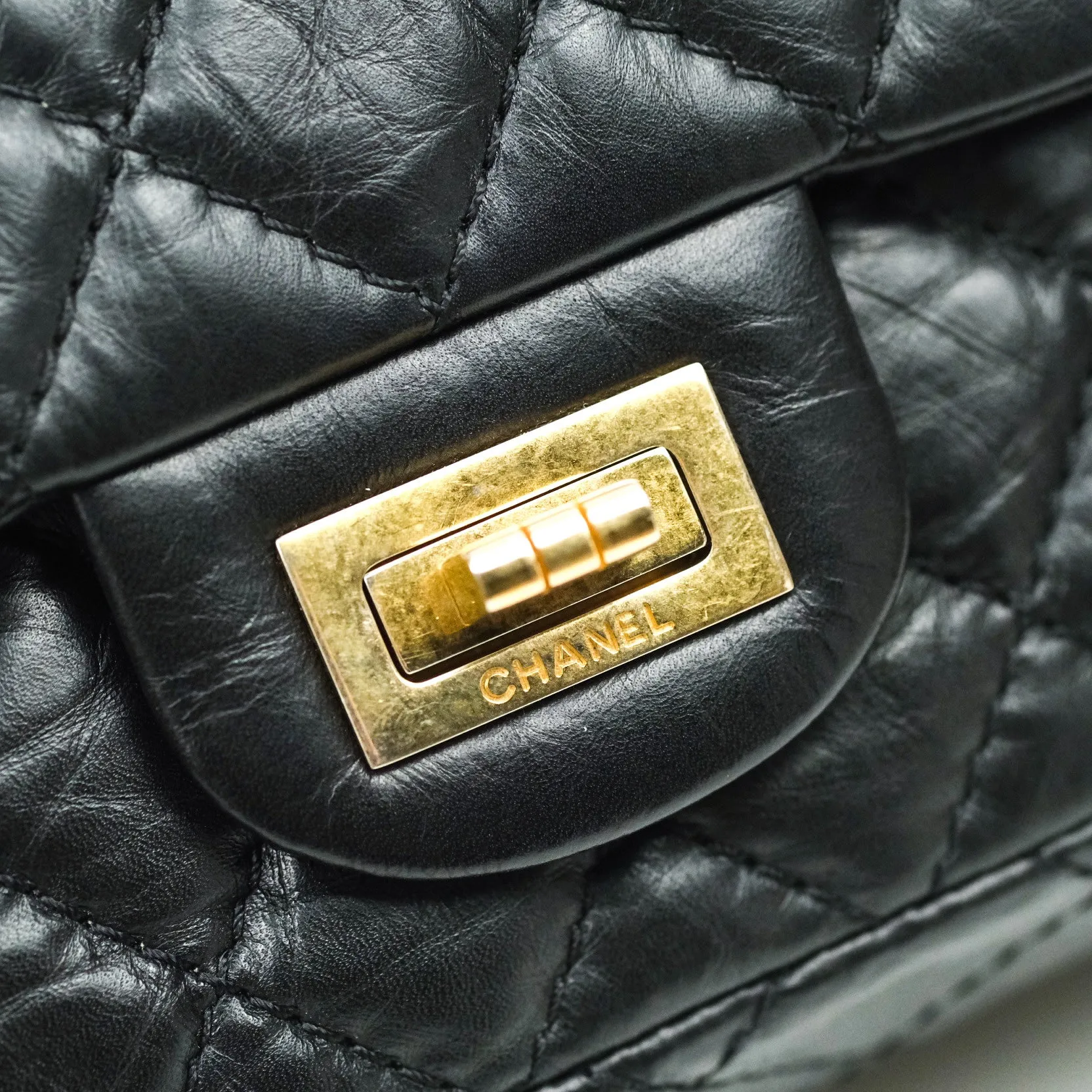 Chanel 2.55 Reissue Aged Calfskin 225 Flap Black Gold Hardware