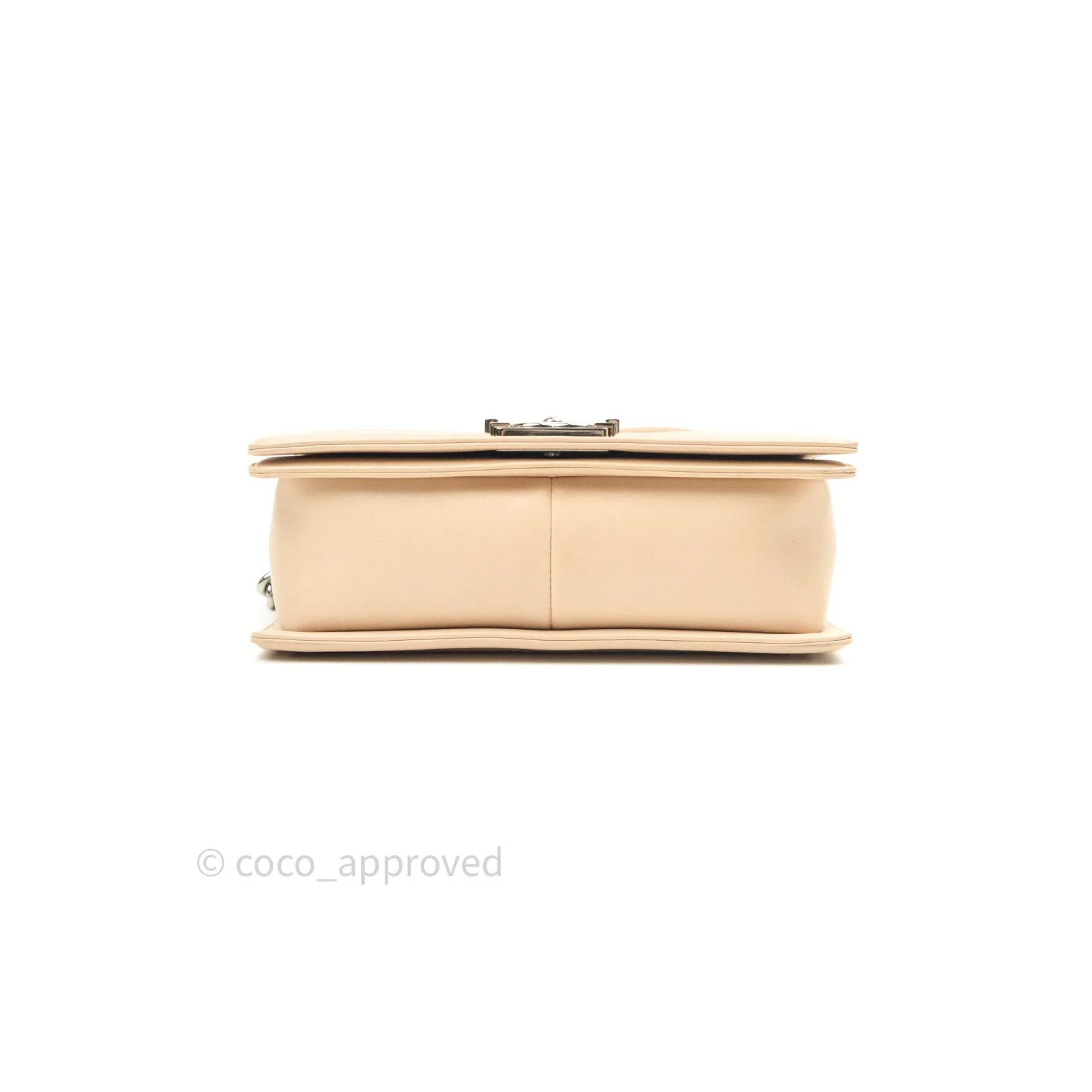 Chanel Boy Chevron Medium Beige Calfskin Silver Hardware