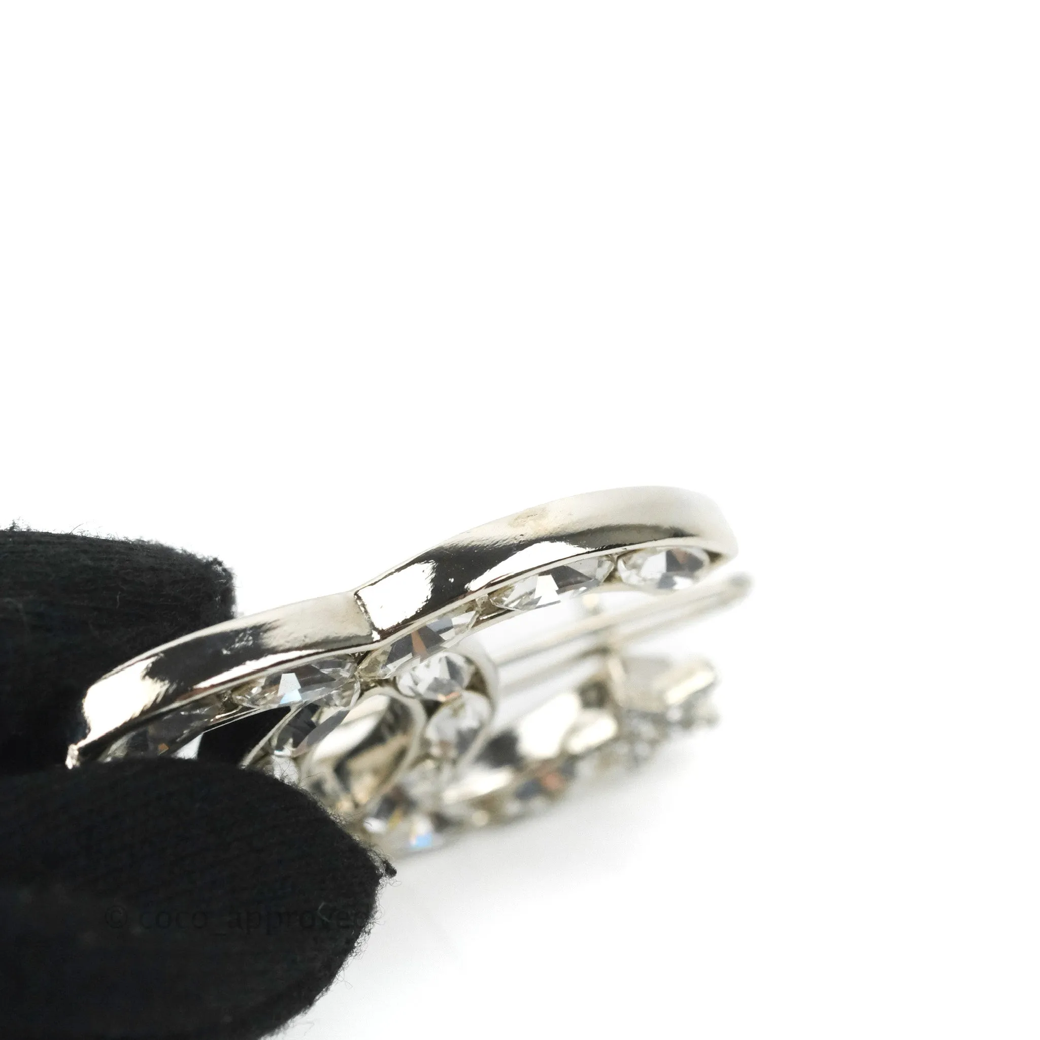 Chanel CC Crystal Star Hair Clip Silver Tone 20P