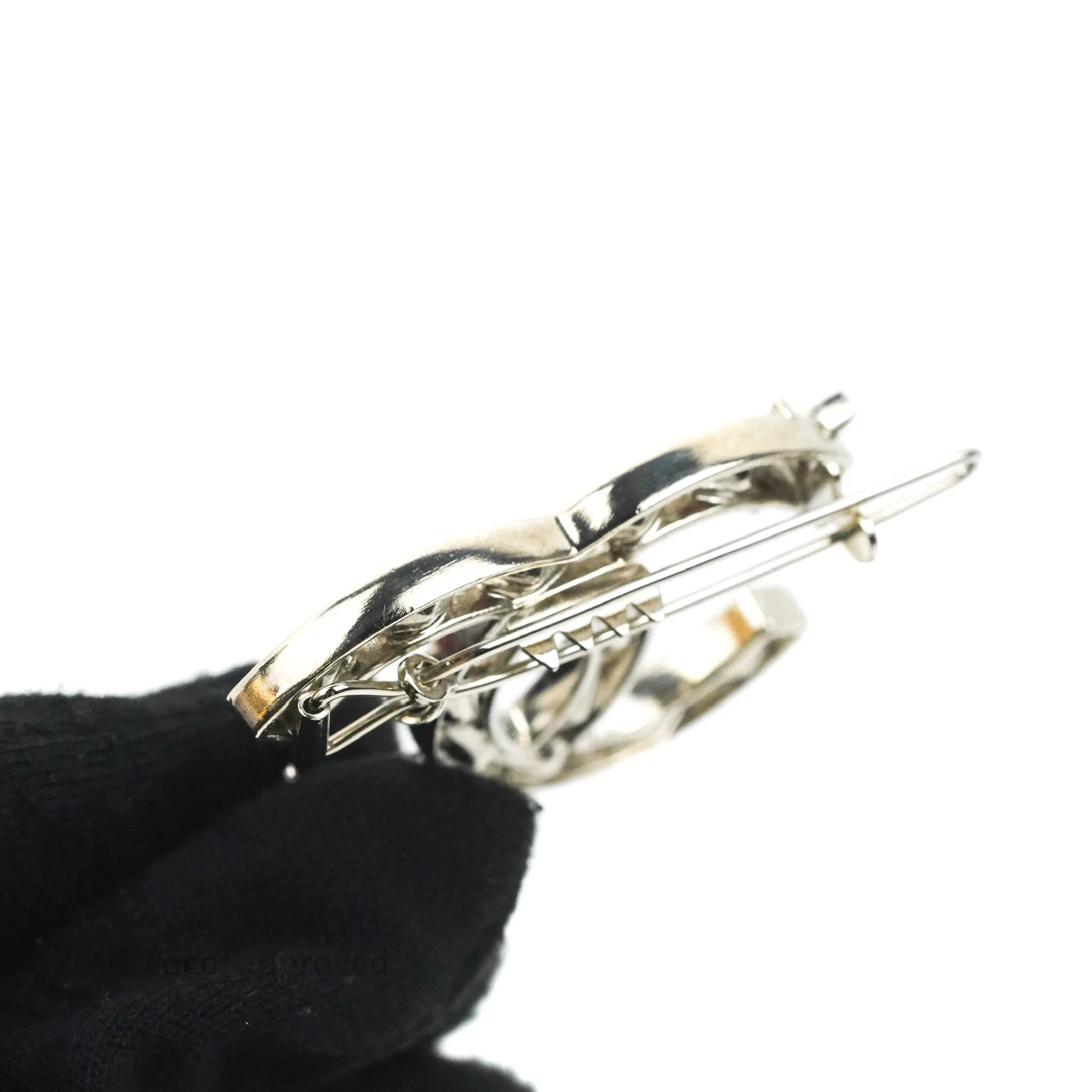 Chanel CC Crystal Star Hair Clip Silver Tone 20P