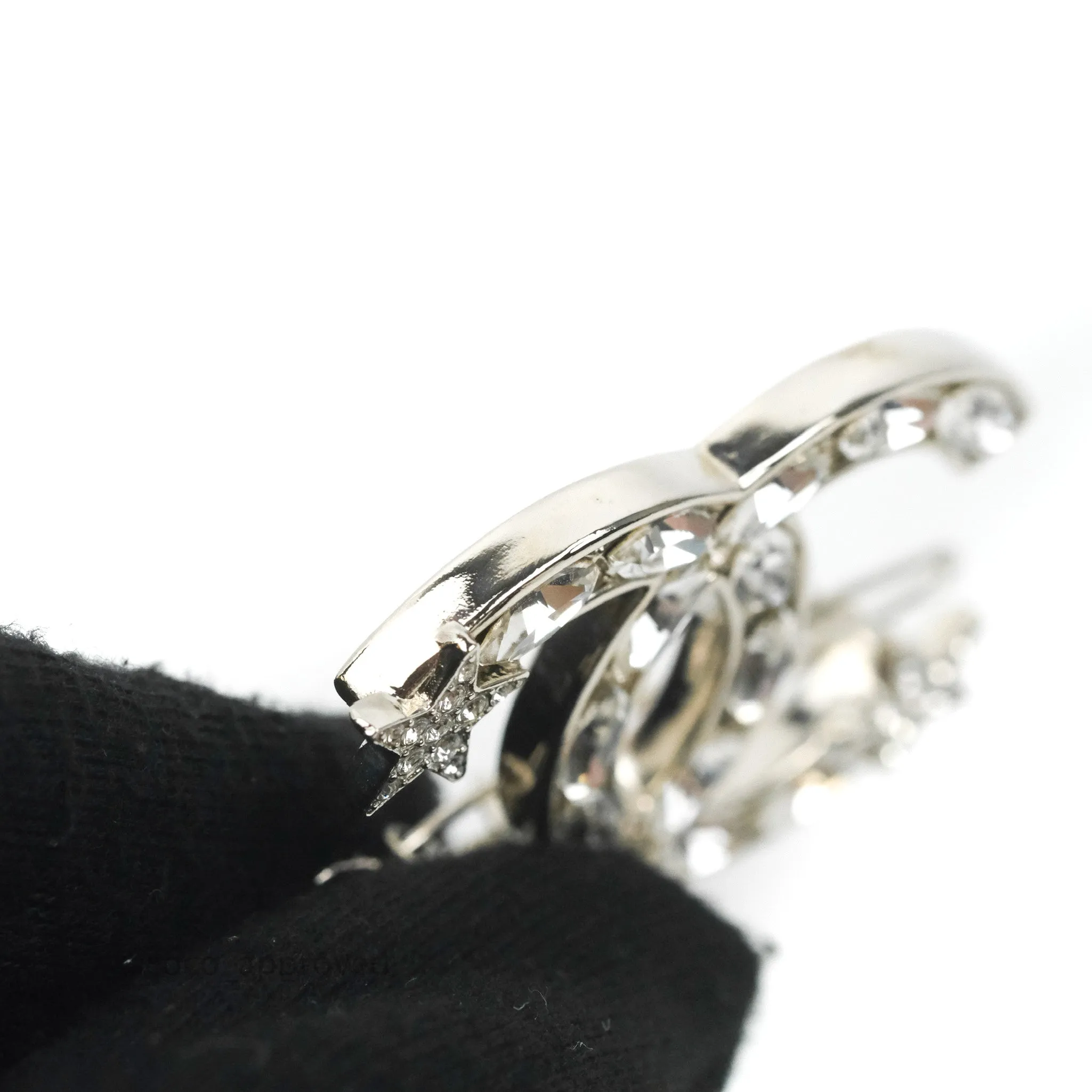 Chanel CC Crystal Star Hair Clip Silver Tone 20P
