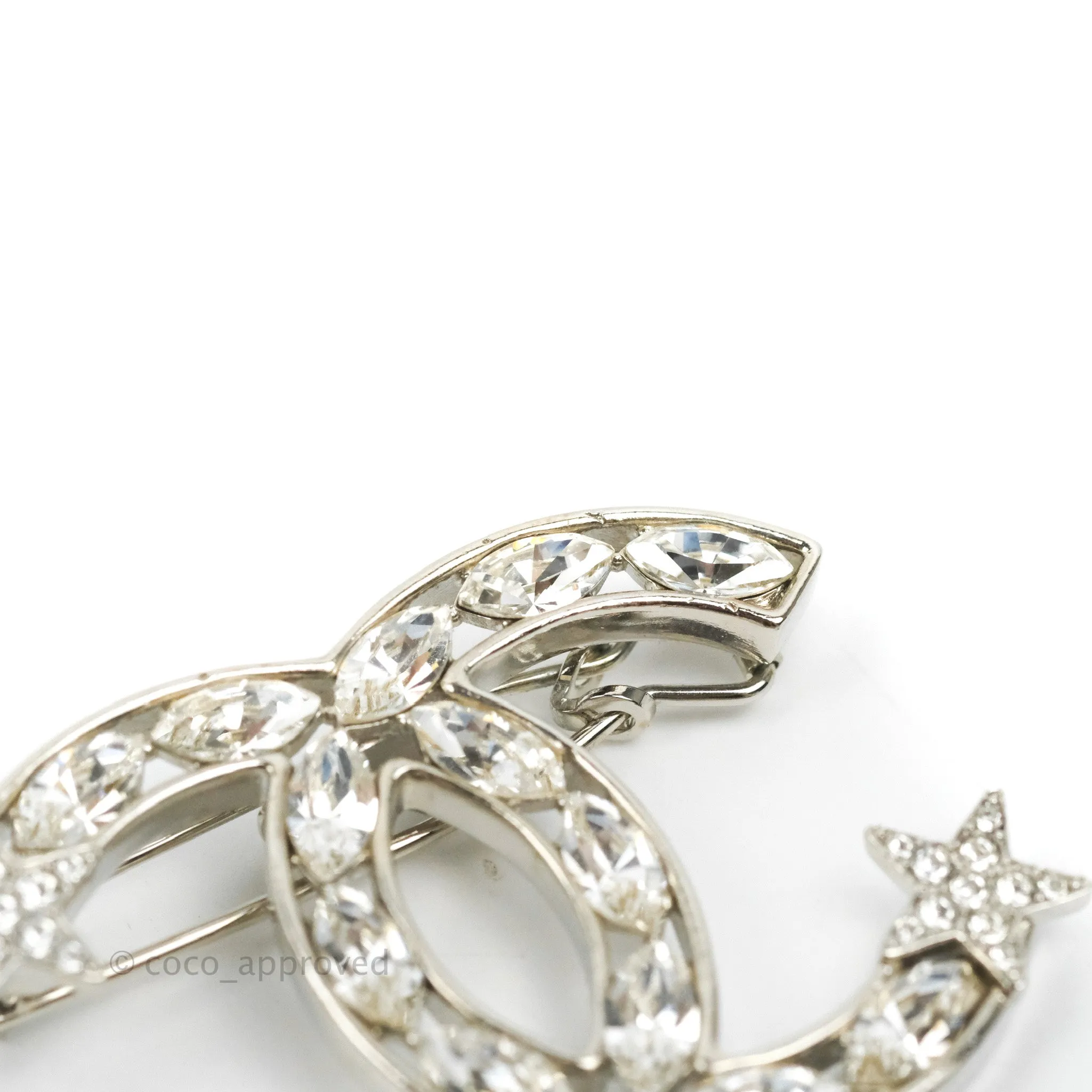 Chanel CC Crystal Star Hair Clip Silver Tone 20P