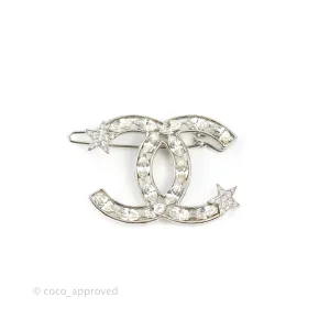 Chanel CC Crystal Star Hair Clip Silver Tone 20P