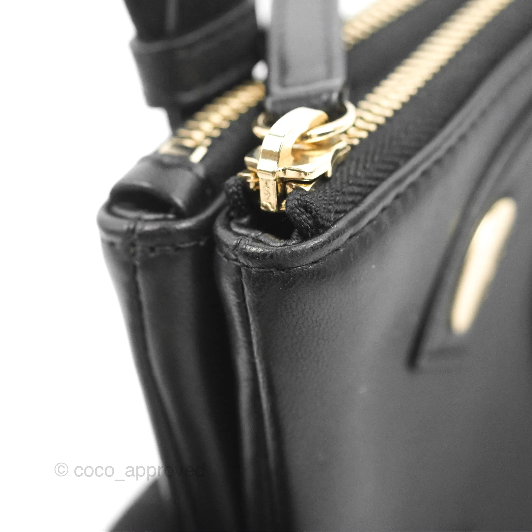 Chanel CC Mania Waist Belt Bag Black Lambskin Gold Hardware
