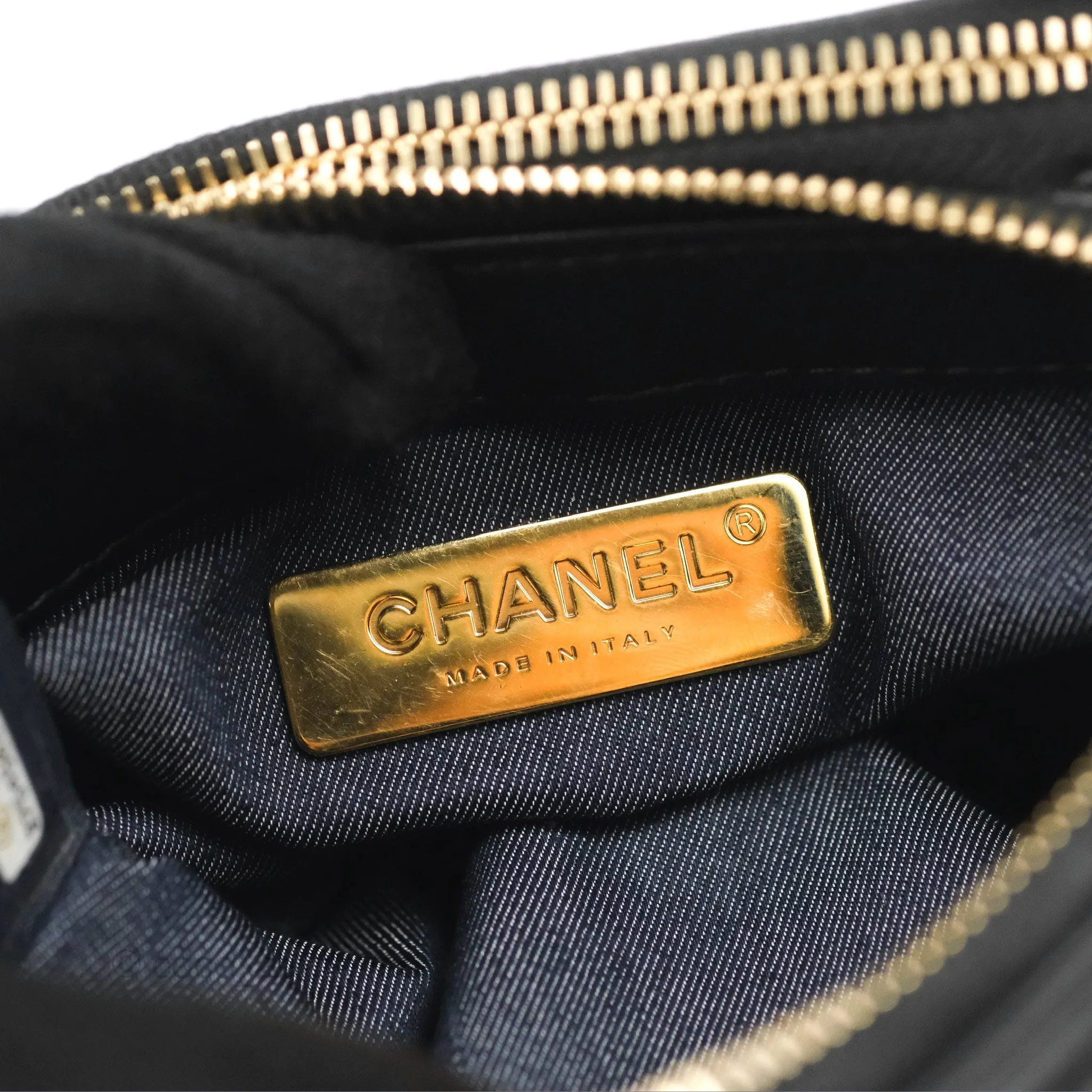 Chanel CC Mania Waist Belt Bag Black Lambskin Gold Hardware