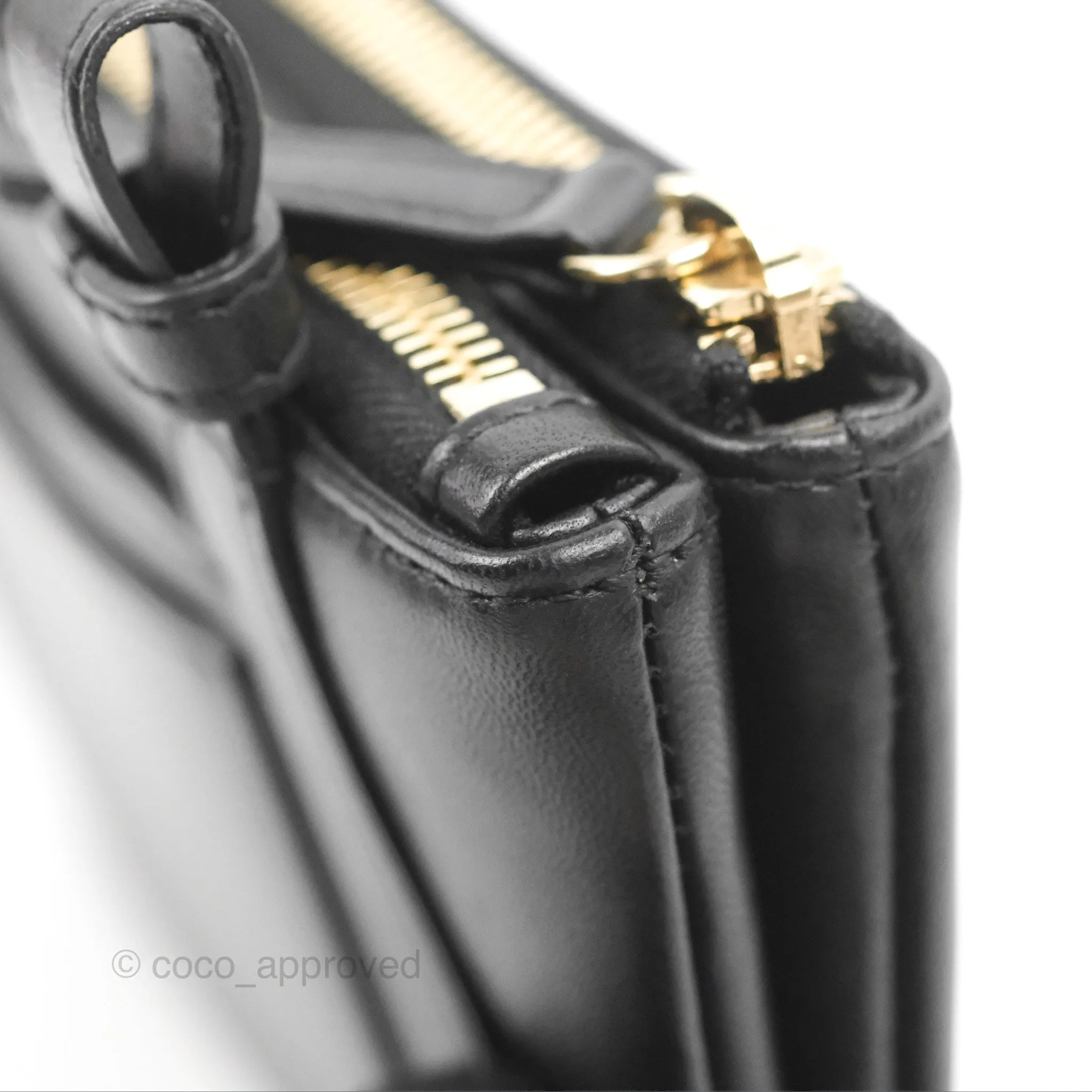 Chanel CC Mania Waist Belt Bag Black Lambskin Gold Hardware