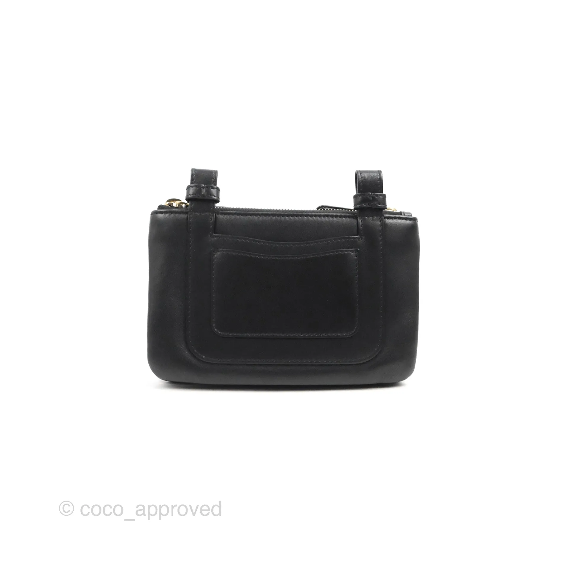 Chanel CC Mania Waist Belt Bag Black Lambskin Gold Hardware