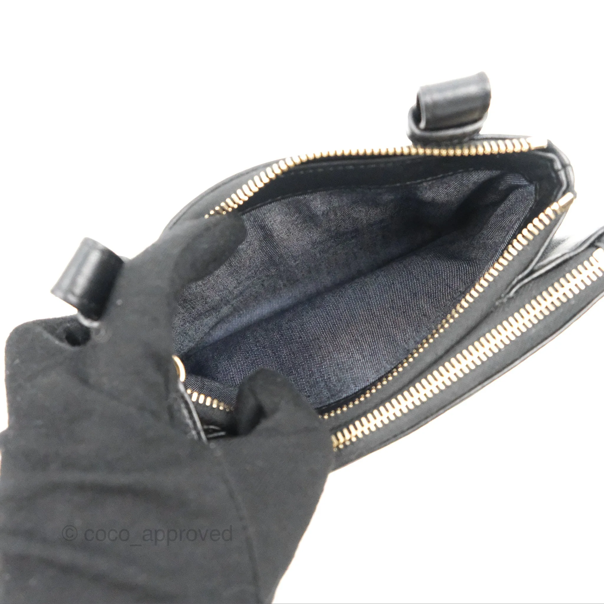 Chanel CC Mania Waist Belt Bag Black Lambskin Gold Hardware