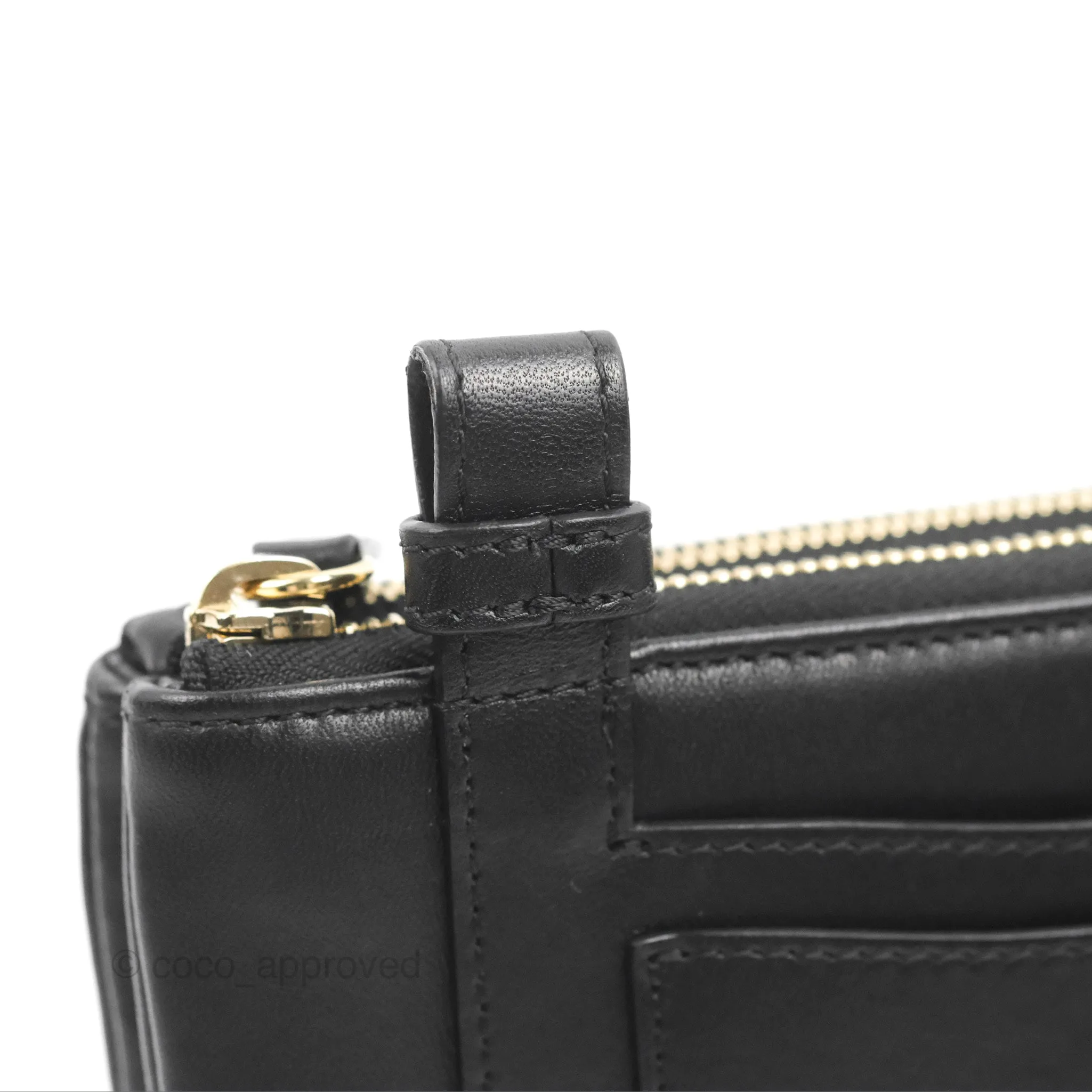 Chanel CC Mania Waist Belt Bag Black Lambskin Gold Hardware