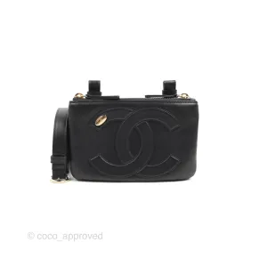 Chanel CC Mania Waist Belt Bag Black Lambskin Gold Hardware