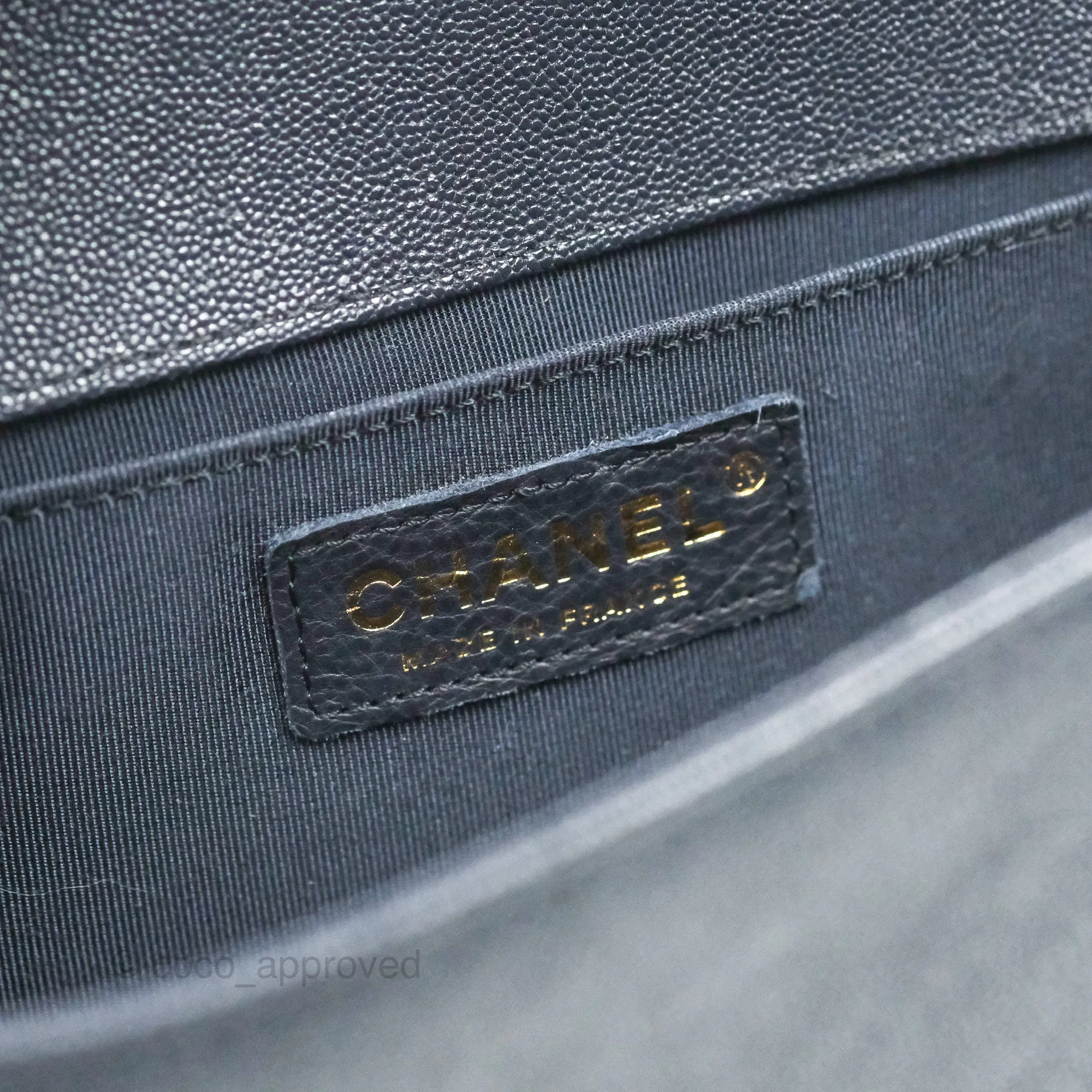 Chanel Chevron Medium Boy Dark Navy Caviar Gold Hardware