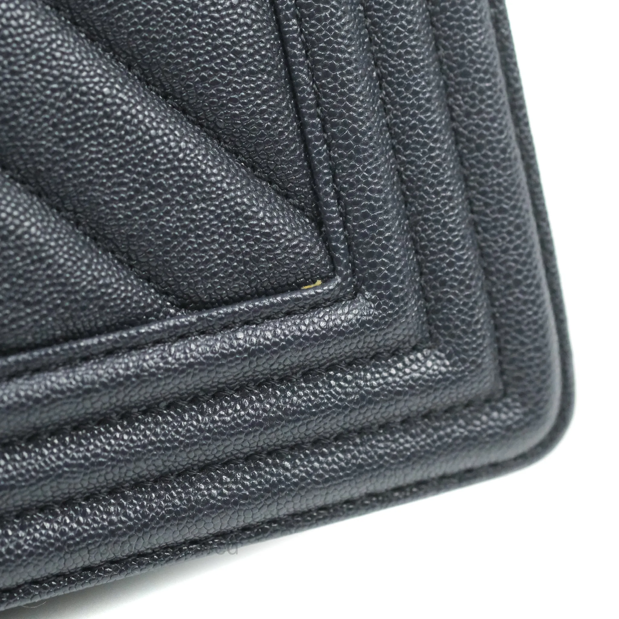 Chanel Chevron Medium Boy Dark Navy Caviar Gold Hardware