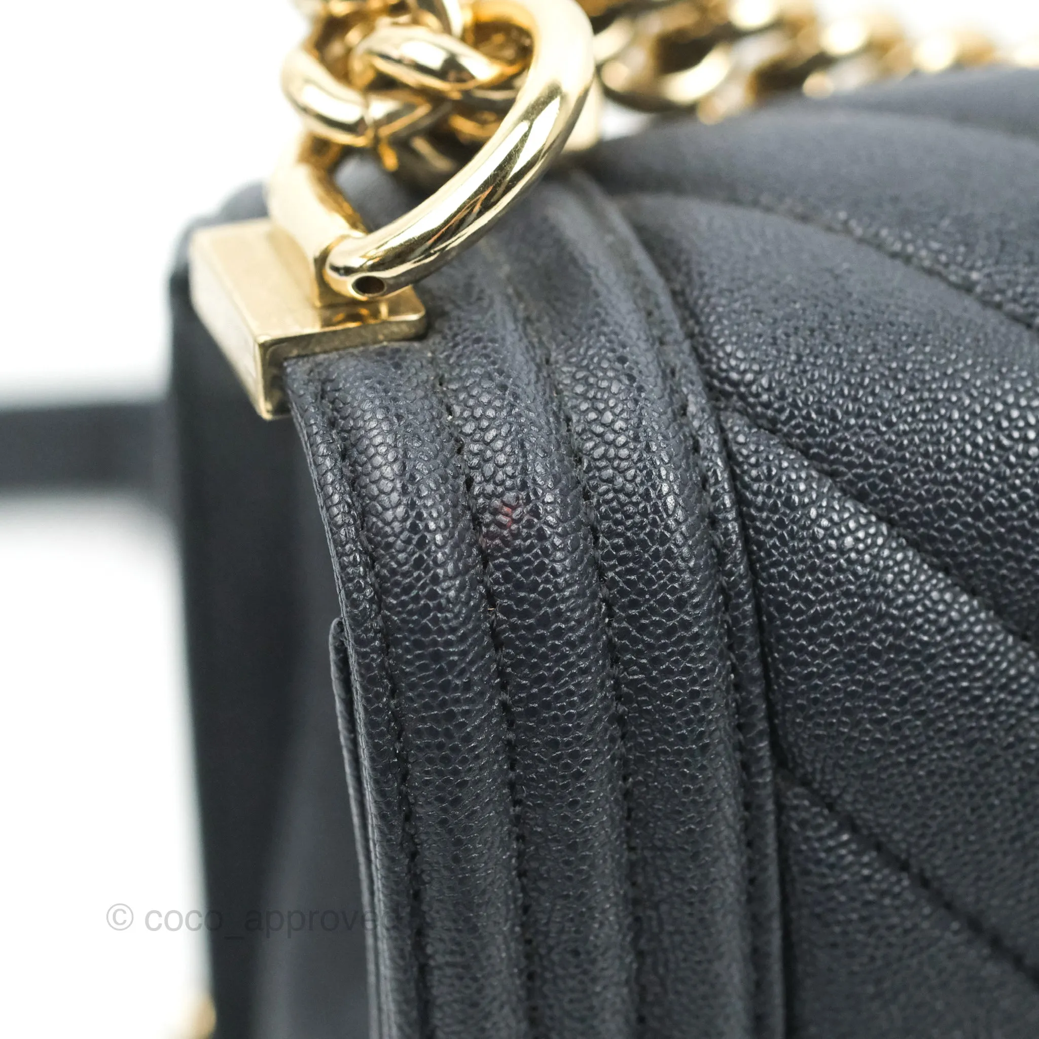 Chanel Chevron Medium Boy Dark Navy Caviar Gold Hardware
