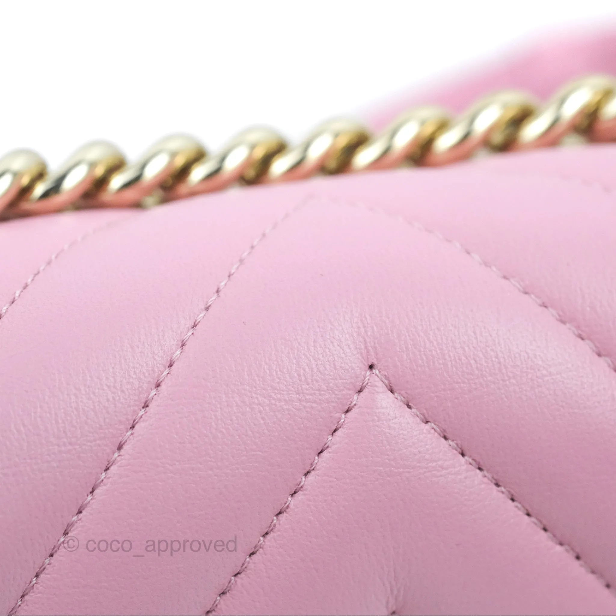 Chanel Chevron Medium Boy Pink Calfskin Gold Hardware