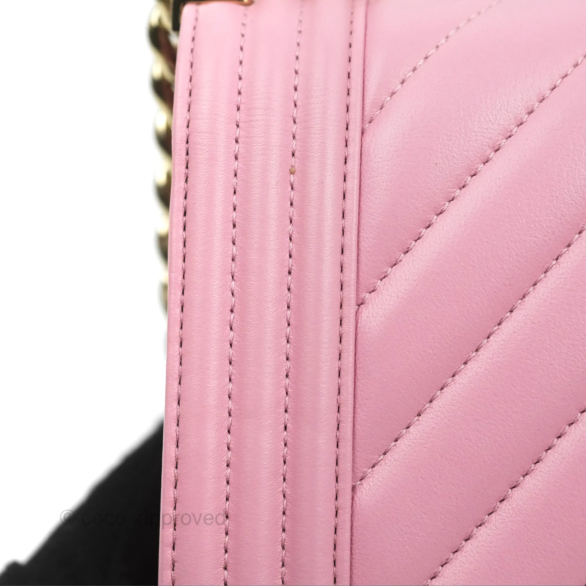 Chanel Chevron Medium Boy Pink Calfskin Gold Hardware