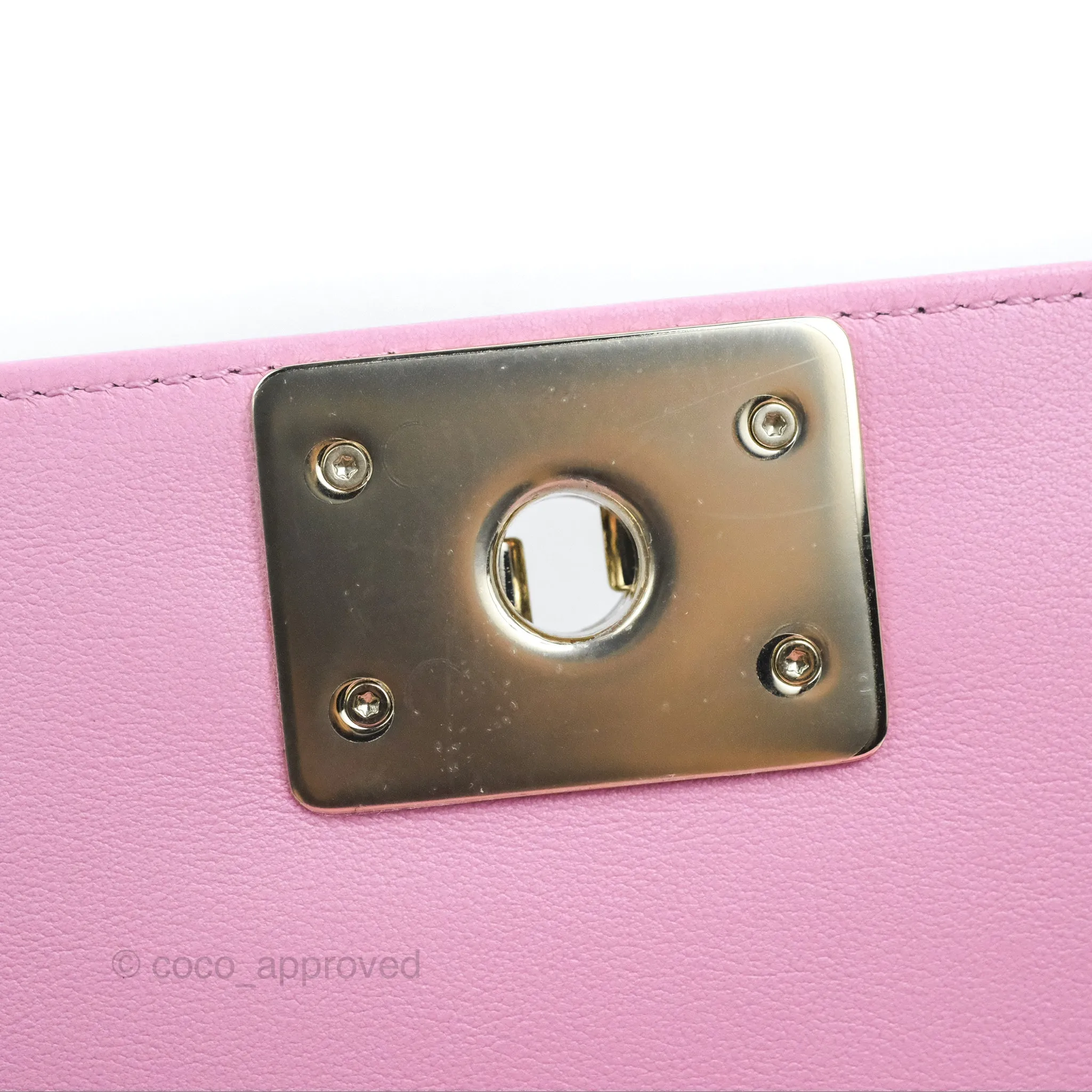 Chanel Chevron Medium Boy Pink Calfskin Gold Hardware