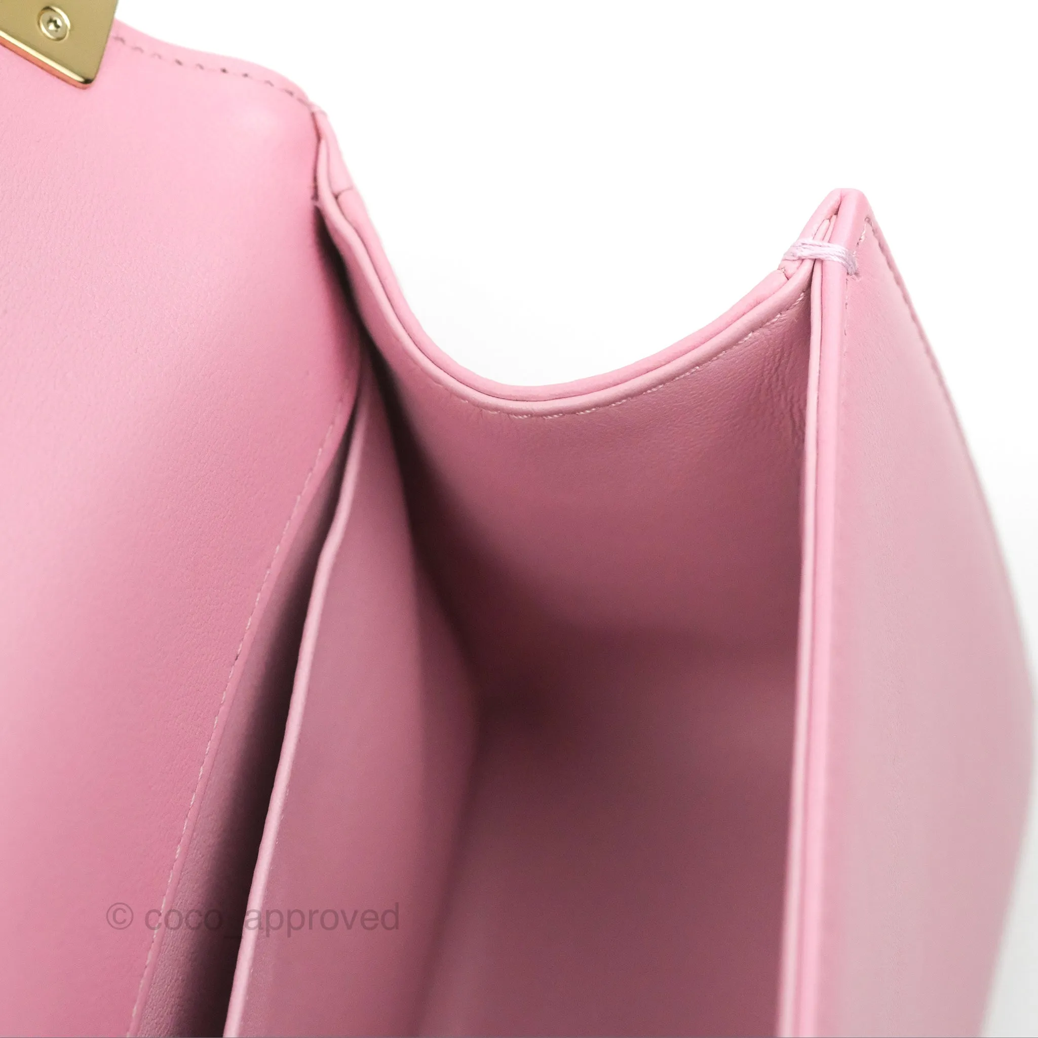 Chanel Chevron Medium Boy Pink Calfskin Gold Hardware