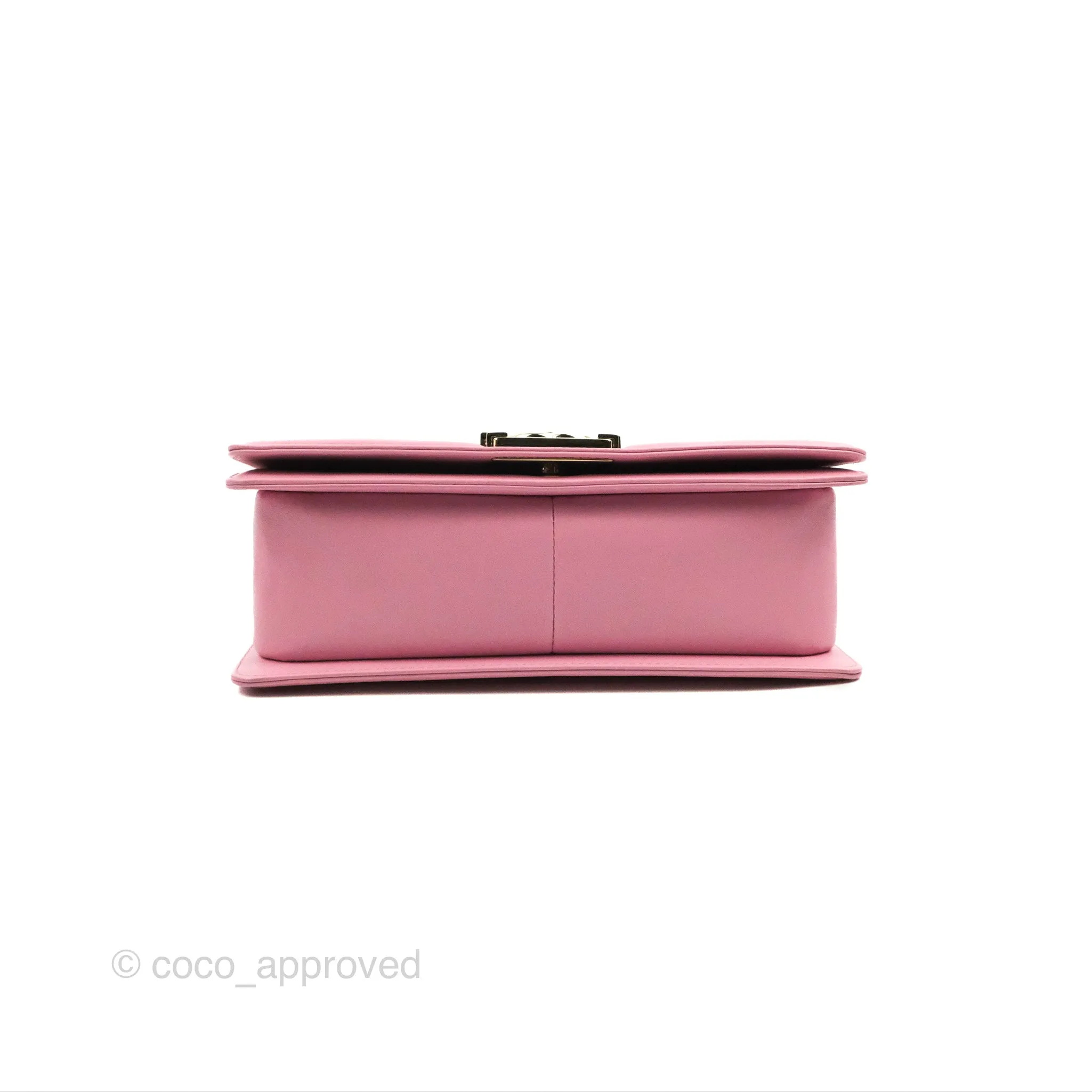 Chanel Chevron Medium Boy Pink Calfskin Gold Hardware