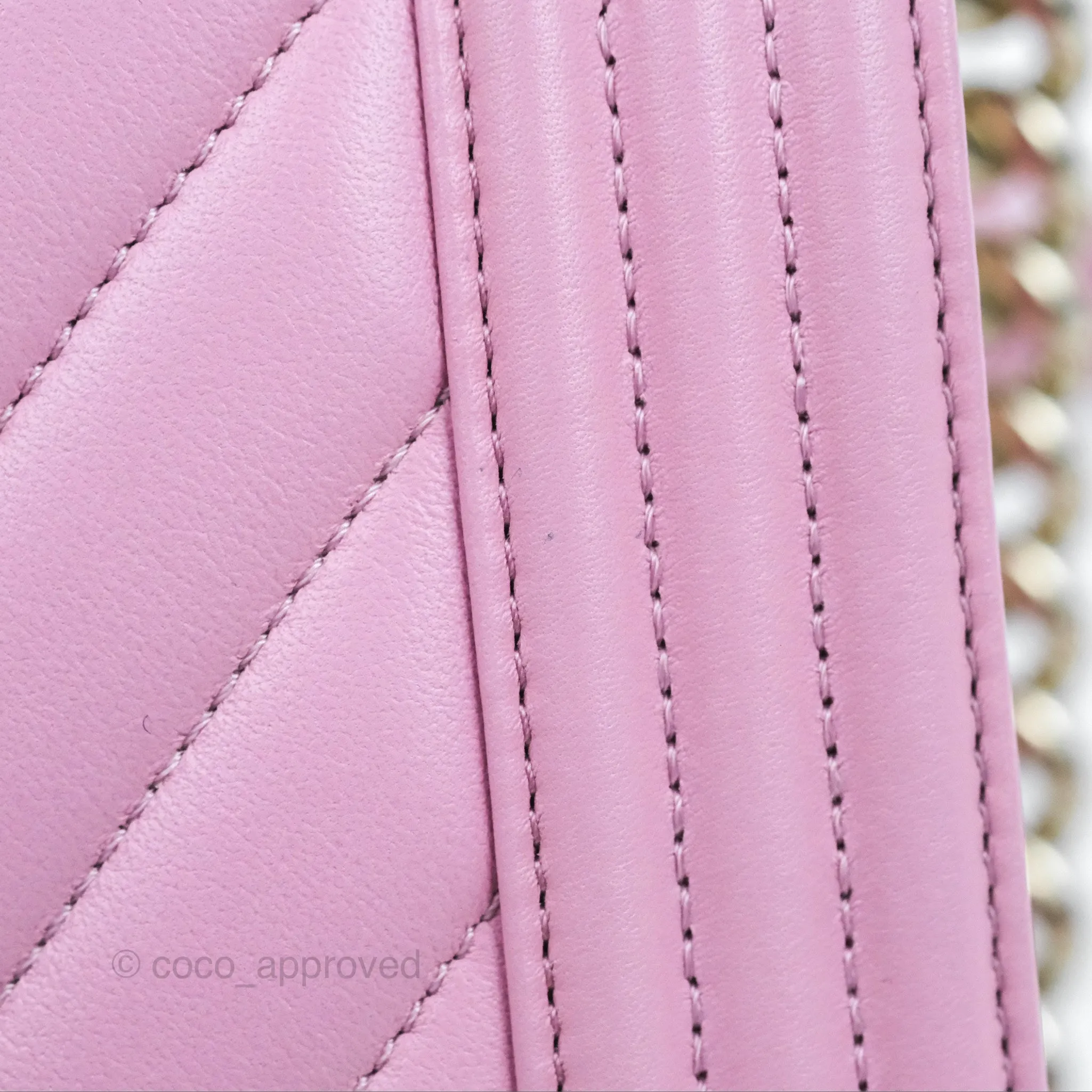 Chanel Chevron Medium Boy Pink Calfskin Gold Hardware