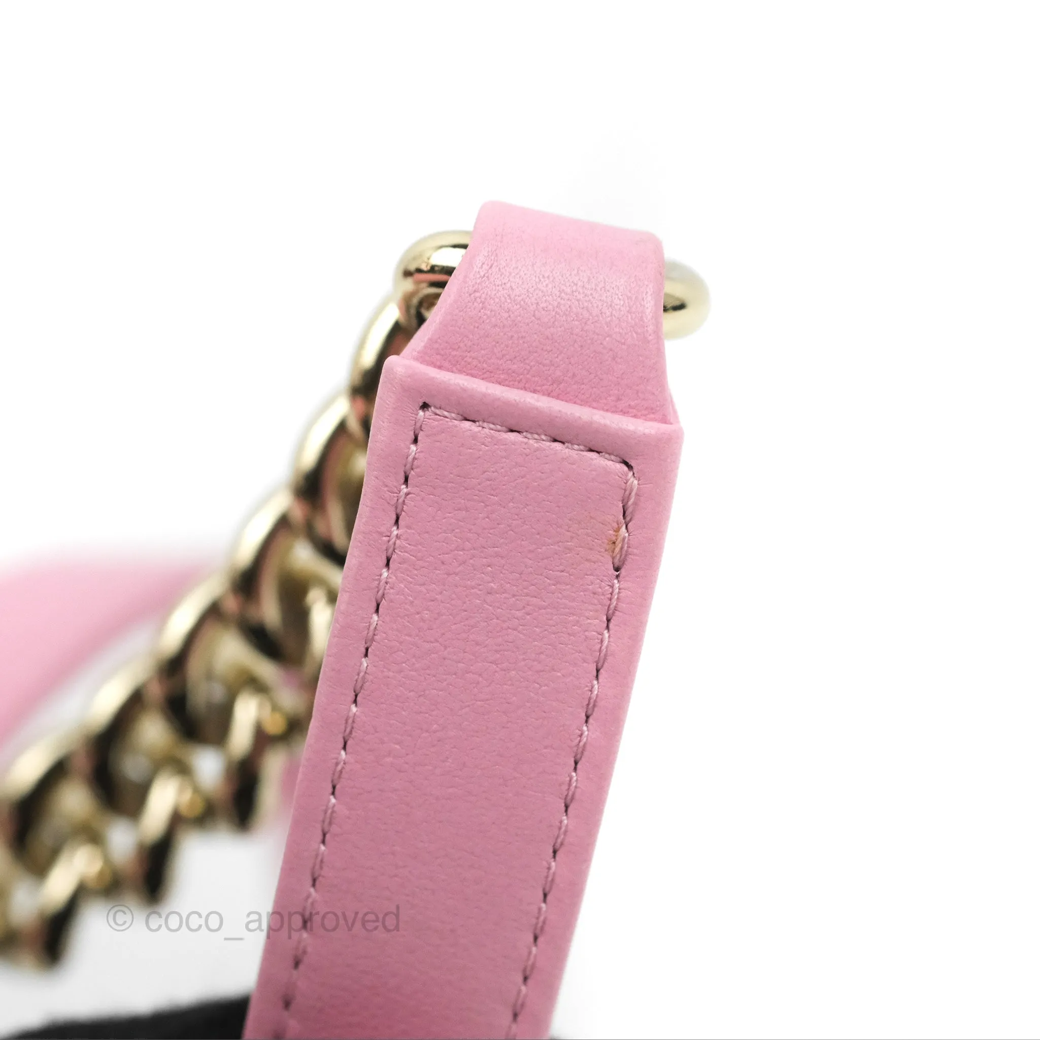 Chanel Chevron Medium Boy Pink Calfskin Gold Hardware