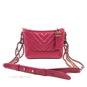 Chanel Chevron Small Gabrielle Hobo Dark Pink Calfskin Mixed Hardware