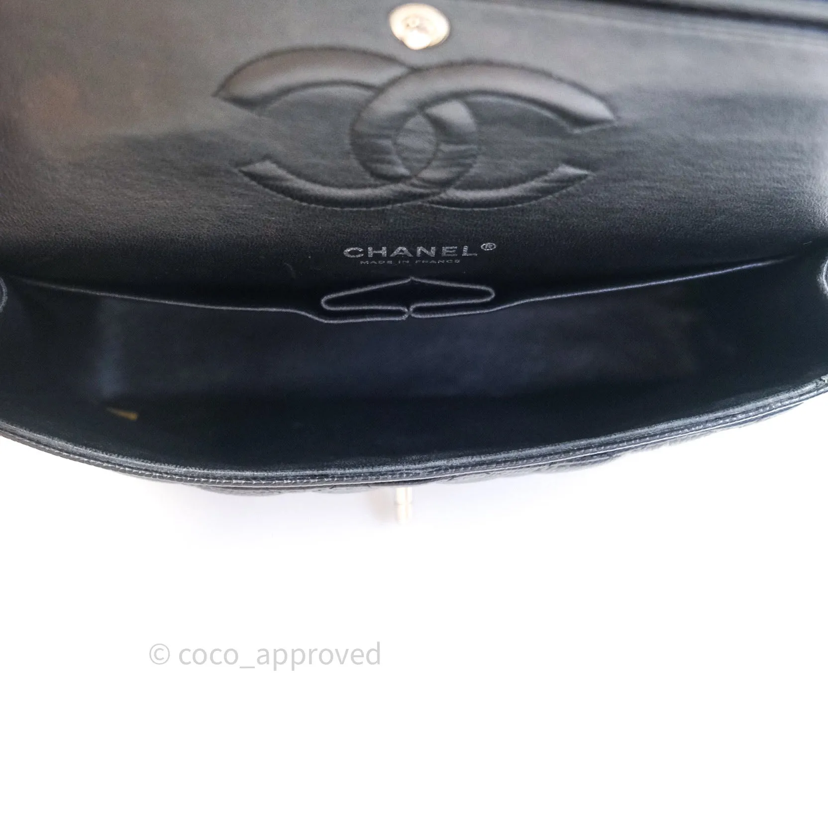 Chanel Classic M/L Medium Double Flap Bag Black Caviar Silver Hardware