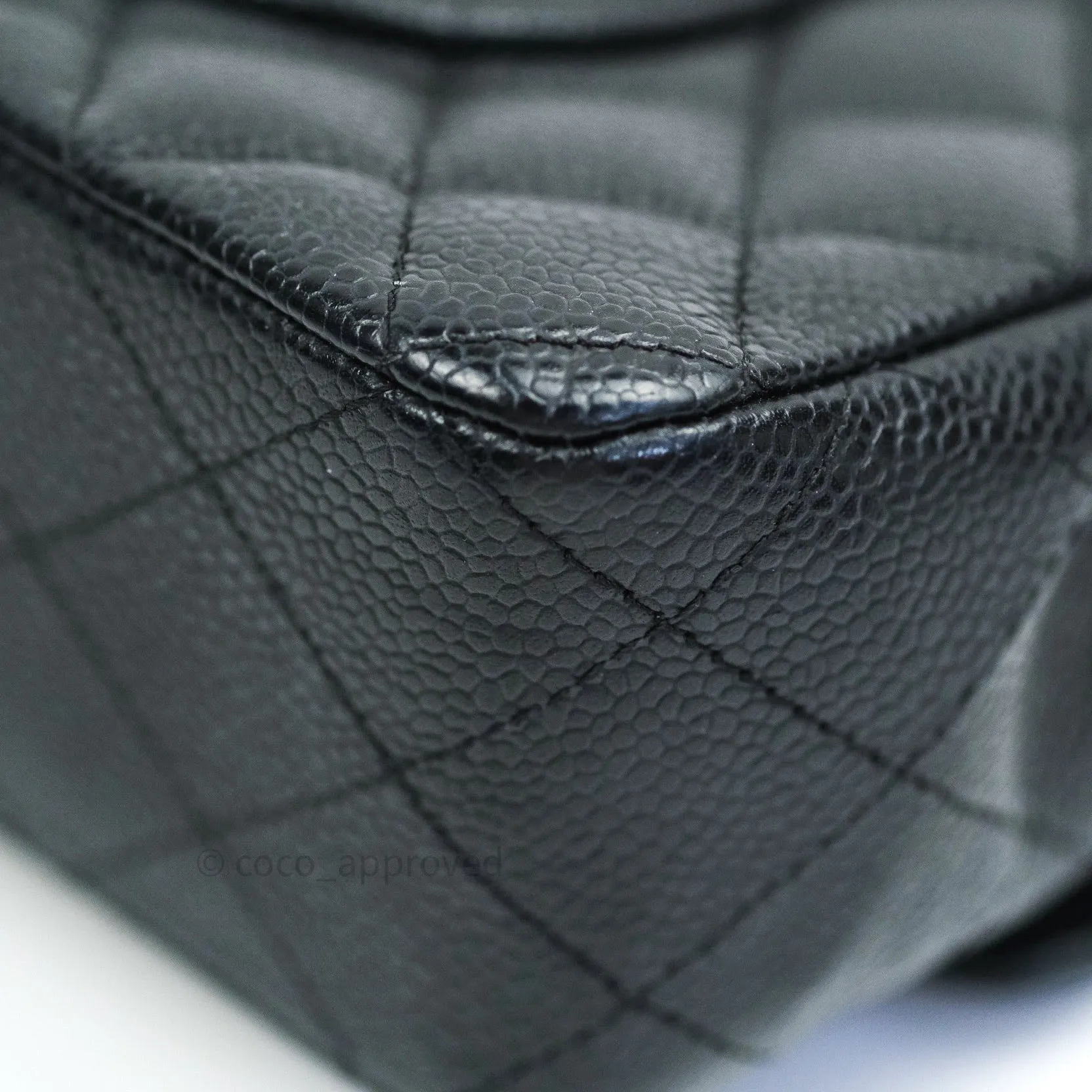 Chanel Classic M/L Medium Double Flap Bag Black Caviar Silver Hardware