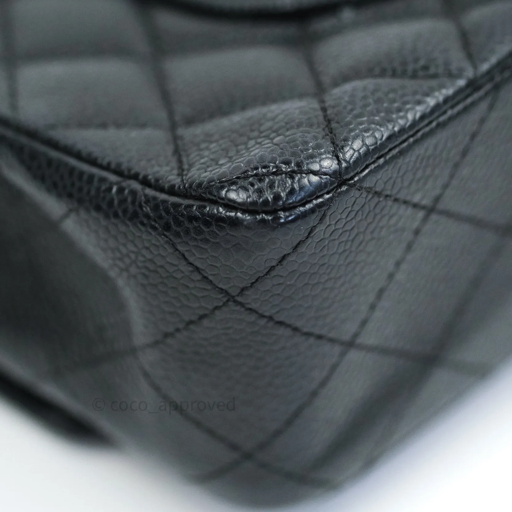 Chanel Classic M/L Medium Double Flap Bag Black Caviar Silver Hardware